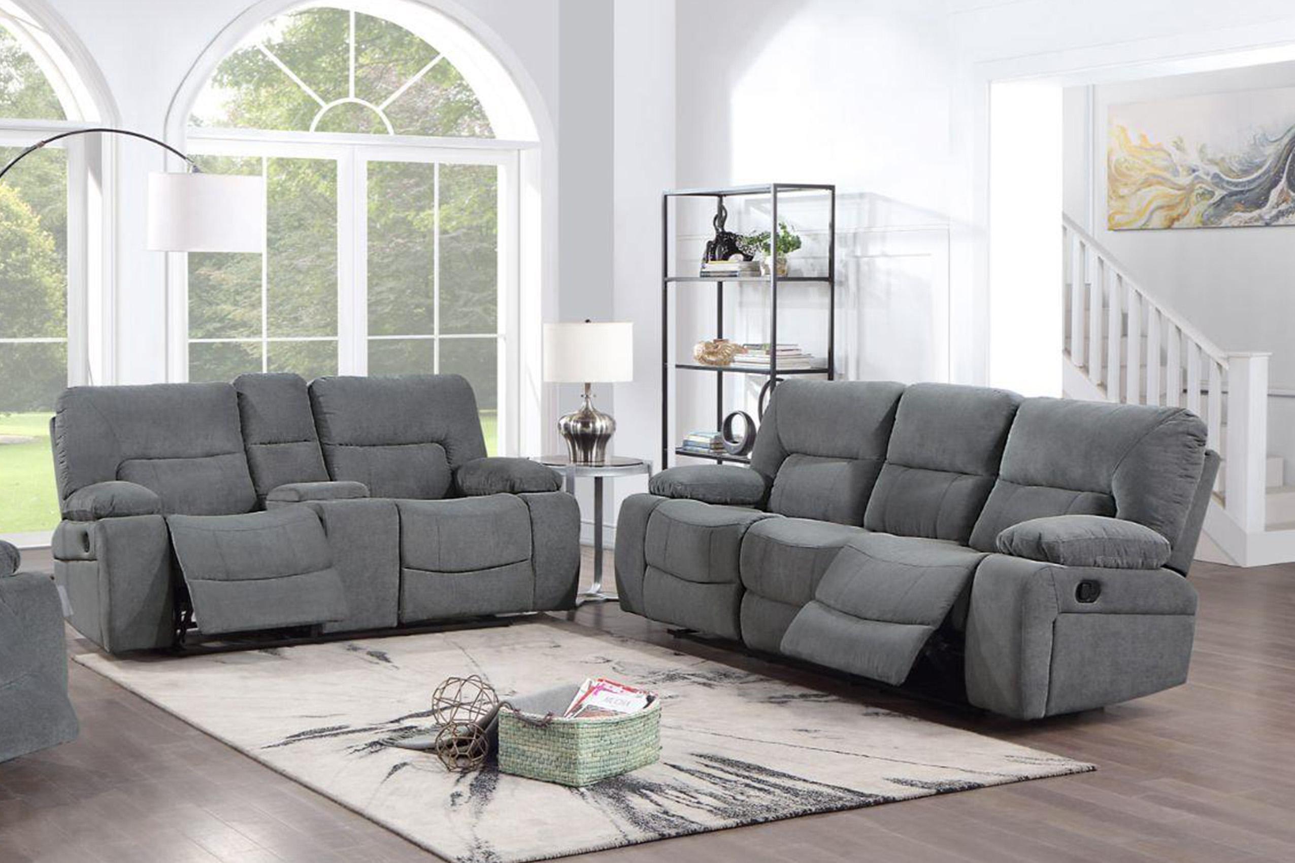 Contemporary, Modern Recliner Sofa Set OHIO-GR OHIO-GR-S-L in Gray Chenille