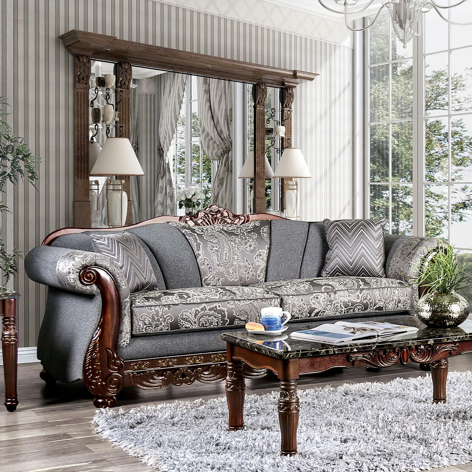 

    
Traditional Gray Chenille Sofa and Loveseat Furniture of America Newdale
