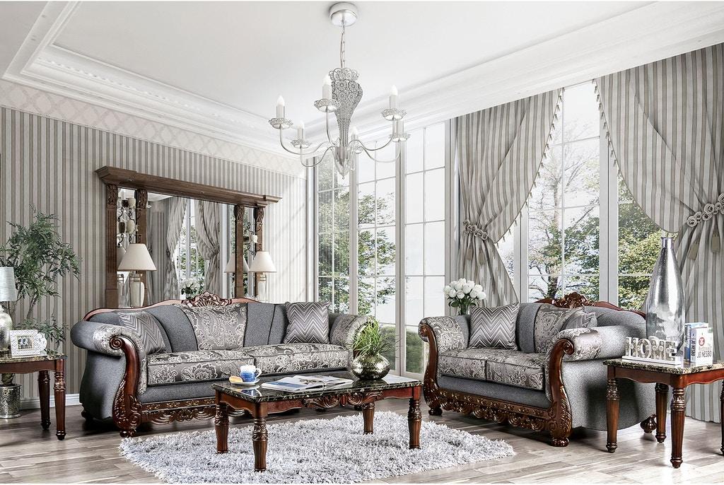 

    
Traditional Gray Chenille Sofa and Loveseat Furniture of America Newdale
