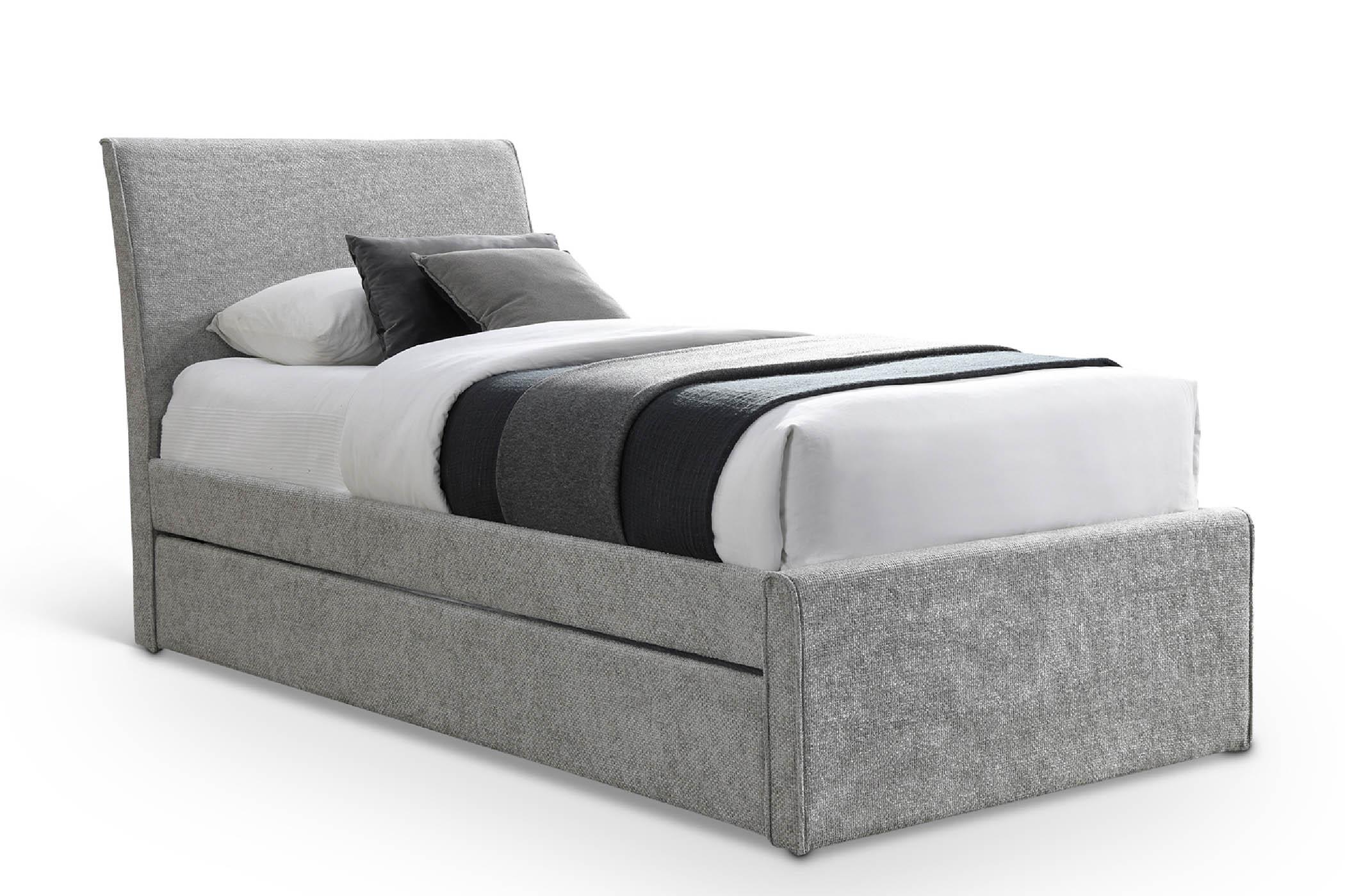 

    
Gray Chenille Twin Trundle Bed MYLES B1262Grey-T Meridian Contemporary Modern

