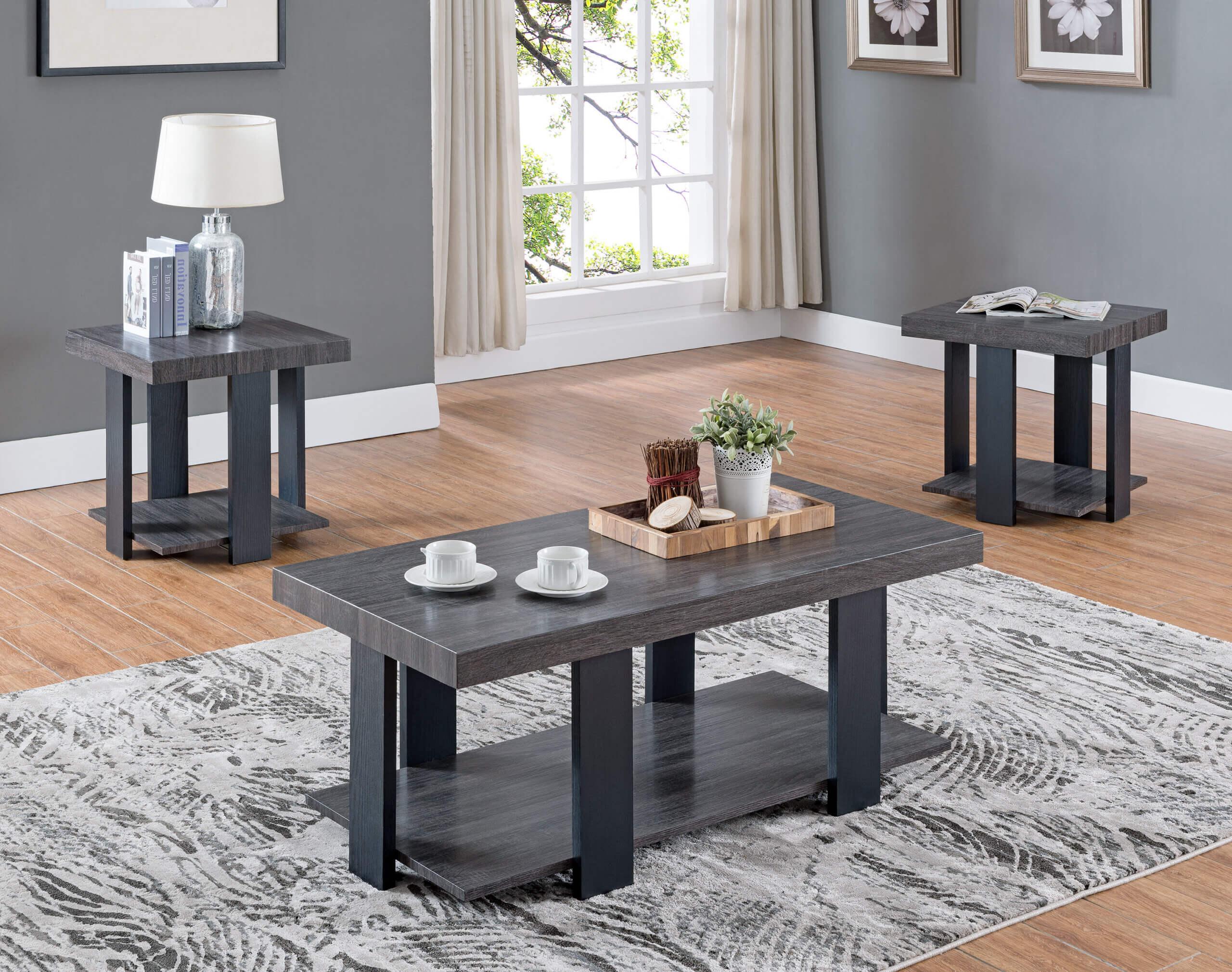 Contemporary, Modern Coffee Table and 2 End Tables Randy 4229SET in Gray 