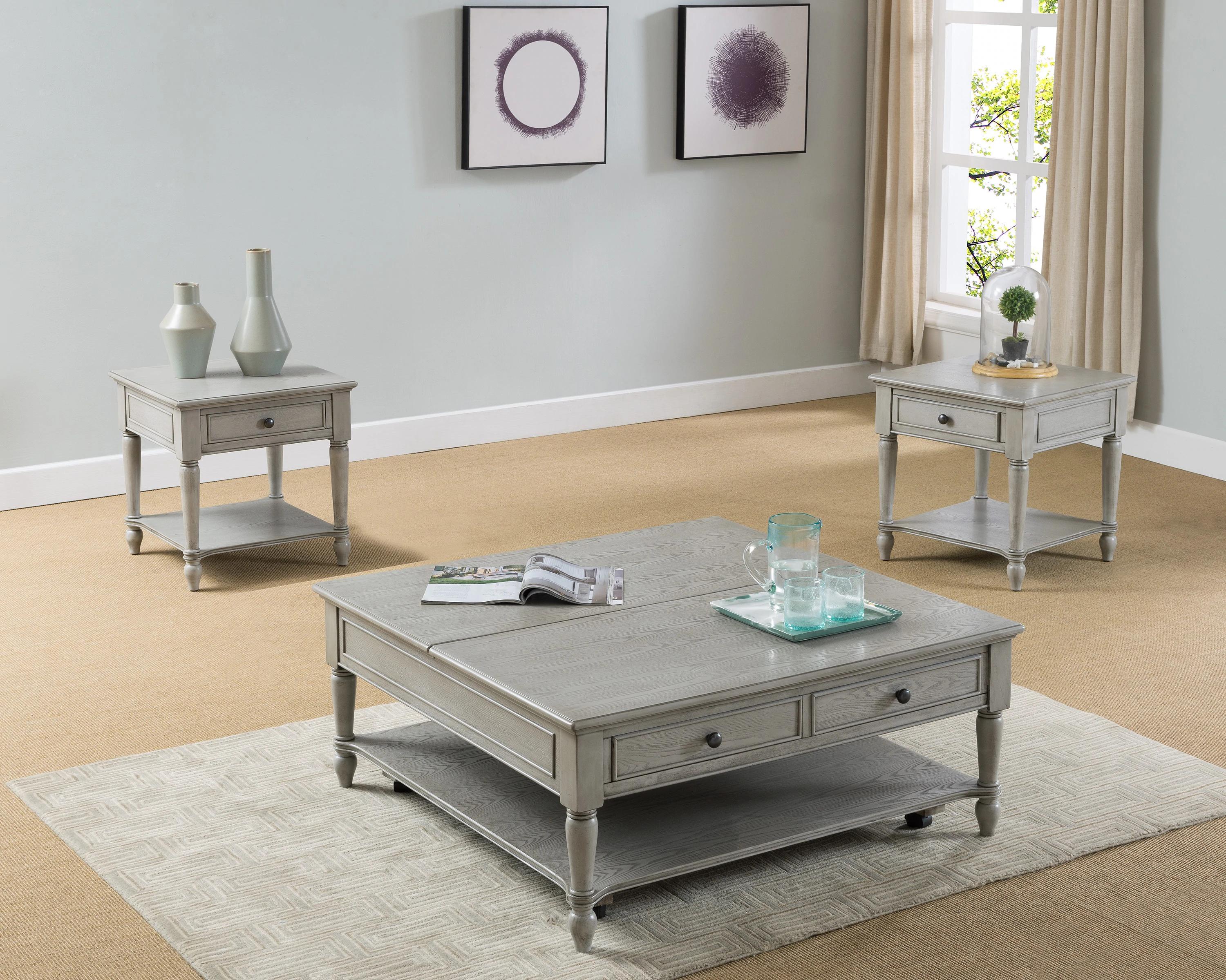 

    
Gray Coffee Table w/ Lift Table Top + 2 End Tables by Crown Mark Liberty 4117SET
