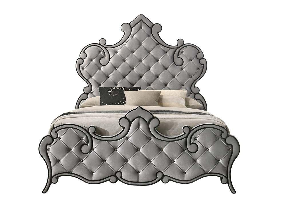 

    
Gray Color Crown Design Bedroom Set by Acme Furniture Perine BD01061EK-3pcs
