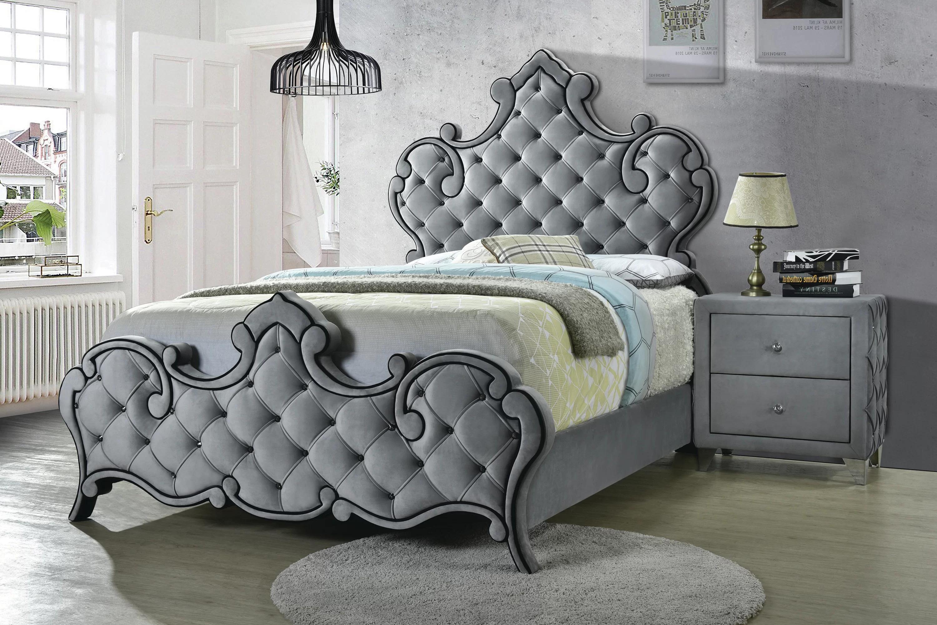 

    
 Shop  Gray Color Crown Design Bedroom Set by Acme Furniture Perine BD01061EK-3pcs
