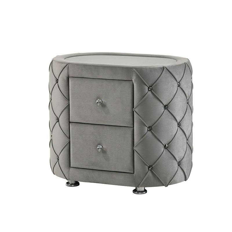 

    
BD01061EK-5pcs Gray Color Crown Design Bedroom Set by Acme Furniture Perine BD01061EK-5pcs
