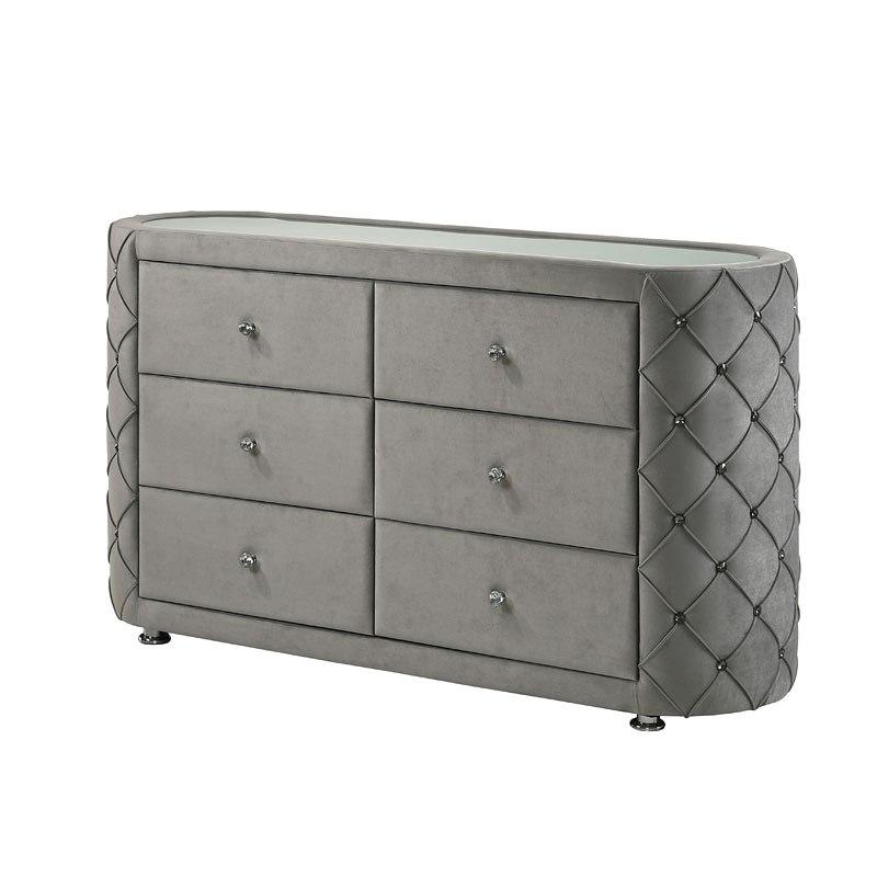 

    
 Photo  Gray Color Crown Design Bedroom Set by Acme Furniture Perine BD01061EK-5pcs

