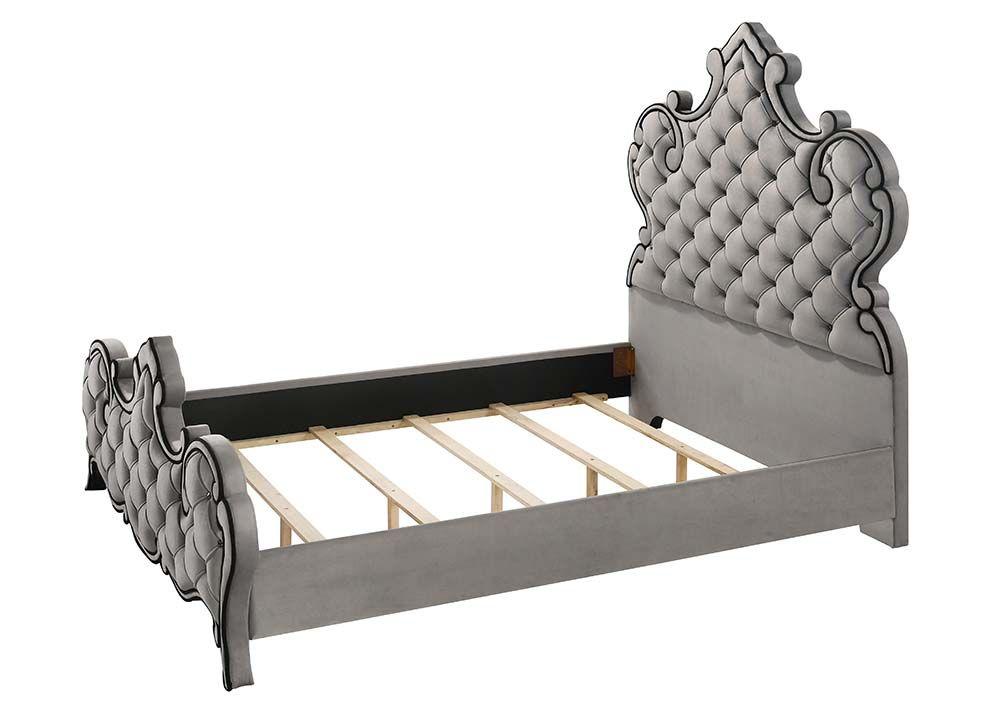 

    
Gray Color Crown Design Panel Bed by Acme Furniture Perine BD01062Q
