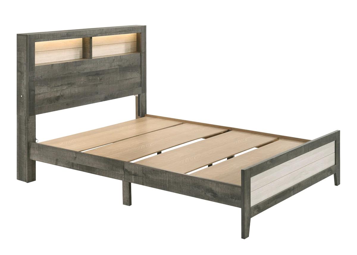 

    
Gray & Cream King Size Panel Bed w/ LED by Crown Mark Rhett B8170-K-Bed
