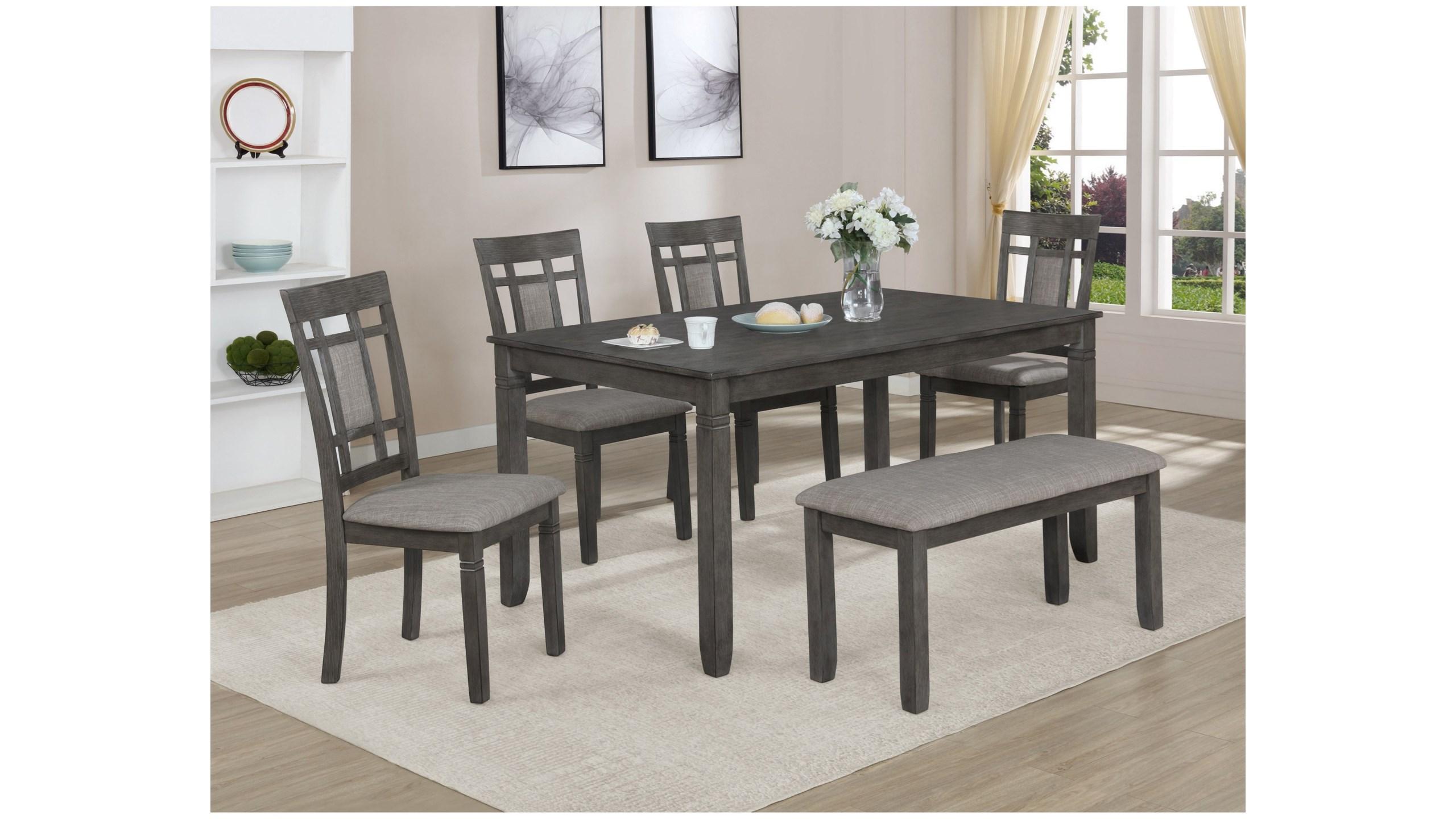 

    
Gray Dining Room Set by Crown Mark Paige 2325SET-GY-6pcs

