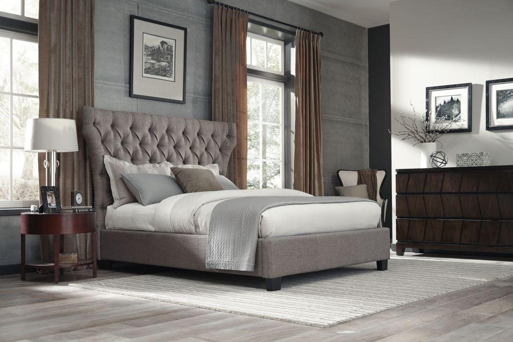 Contemporary Platform Bed MELINA 3ZH3L653 in Gray Linen