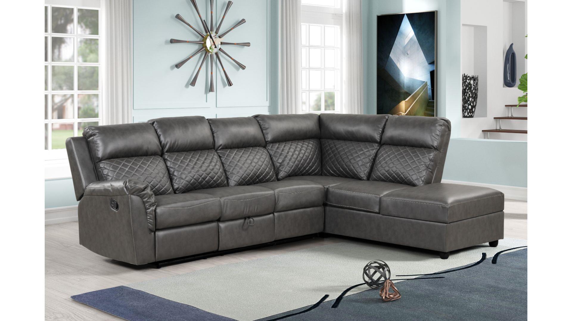 Contemporary, Modern Recliner Sectional CHARLOTTE-GR CHARLOTTE-GR in Gray Eco Leather