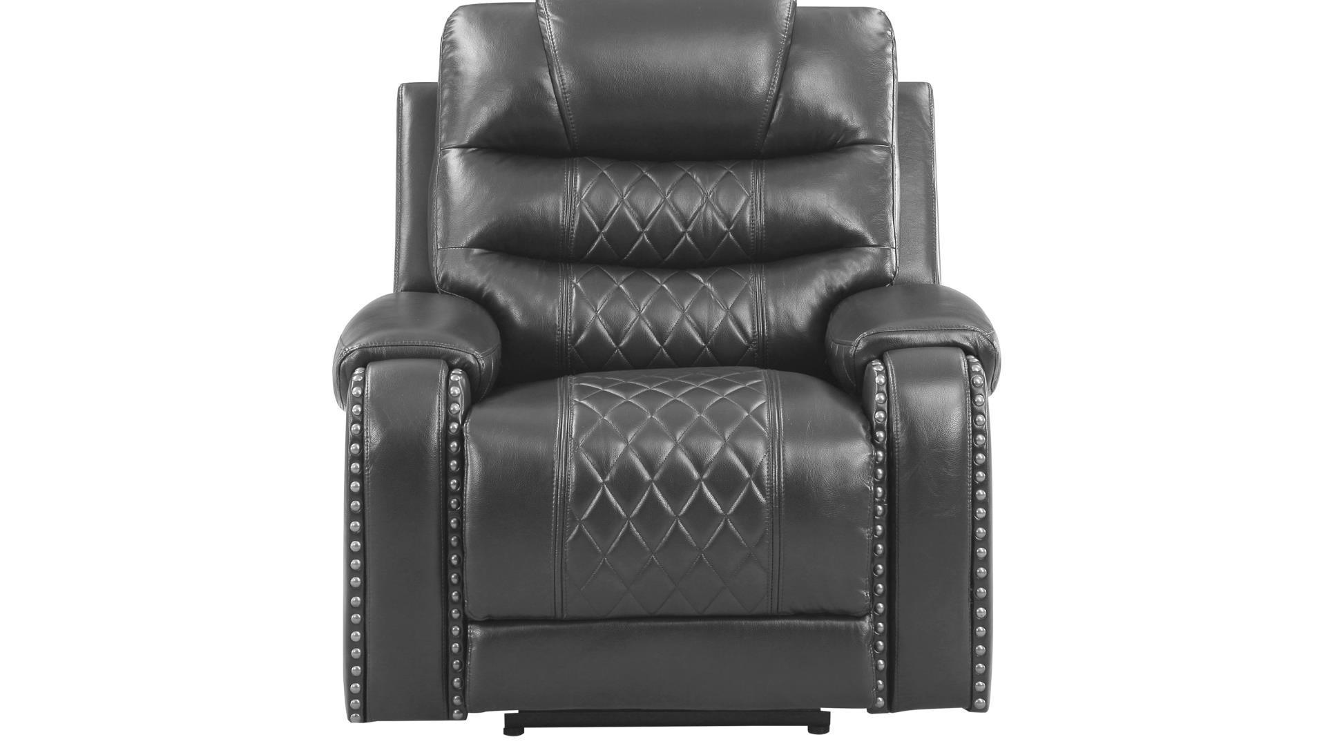 

    
Gray Eco Leather Power Recliner Chair Set 2Pc TENNESSEE Galaxy Home Modern
