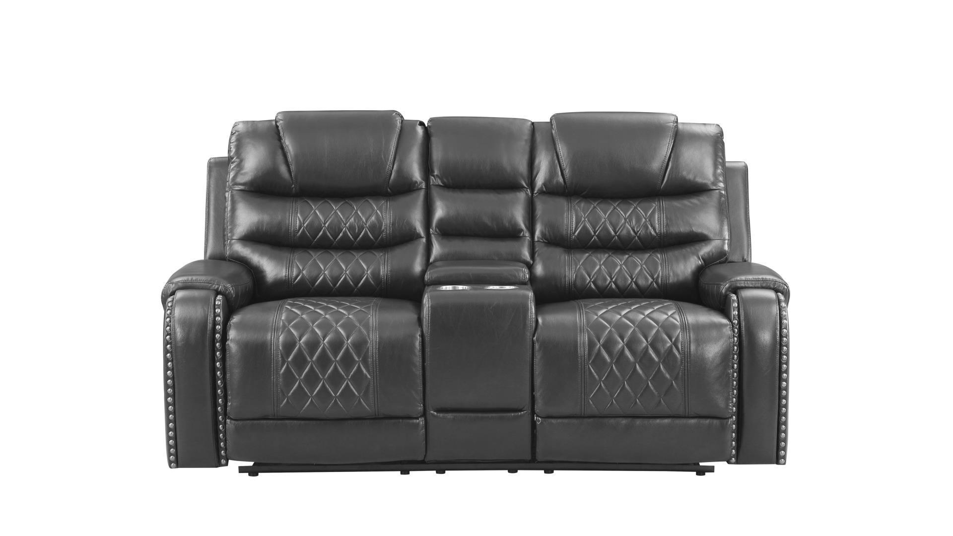 Contemporary, Modern Recliner Loveseat TENNESSEE-GR TENNESSEE-GR-L in Gray Eco Leather