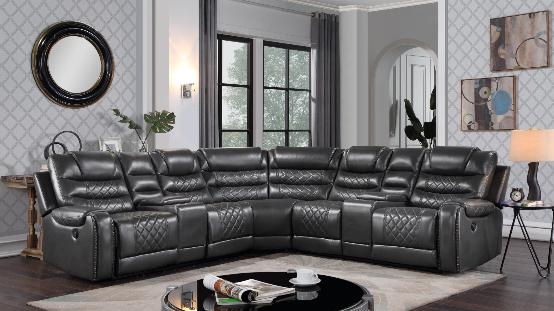 Galaxy Home Furniture TENNESSEE-GR-Sect Recliner Sectional