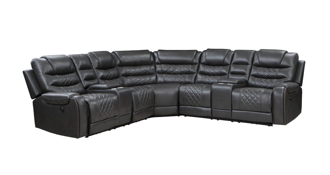 

    
GRAY Eco Leather Power Recliner Sectional TENNESSEE Galaxy Home Contemporary
