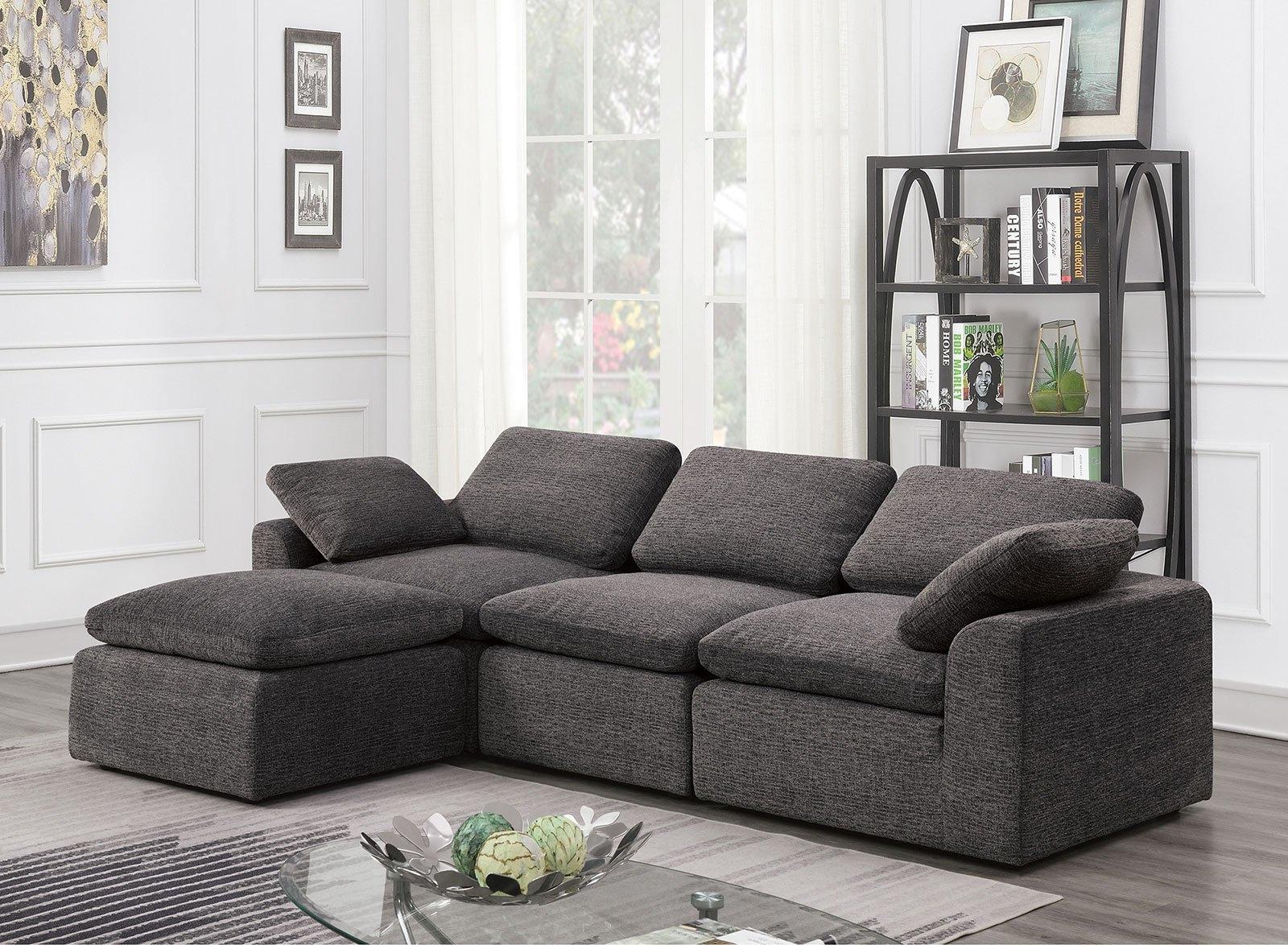 Contemporary Sectional Sofa CM6974GY-4SEAT Joel CM6974GY-4SEAT in Gray Chenille