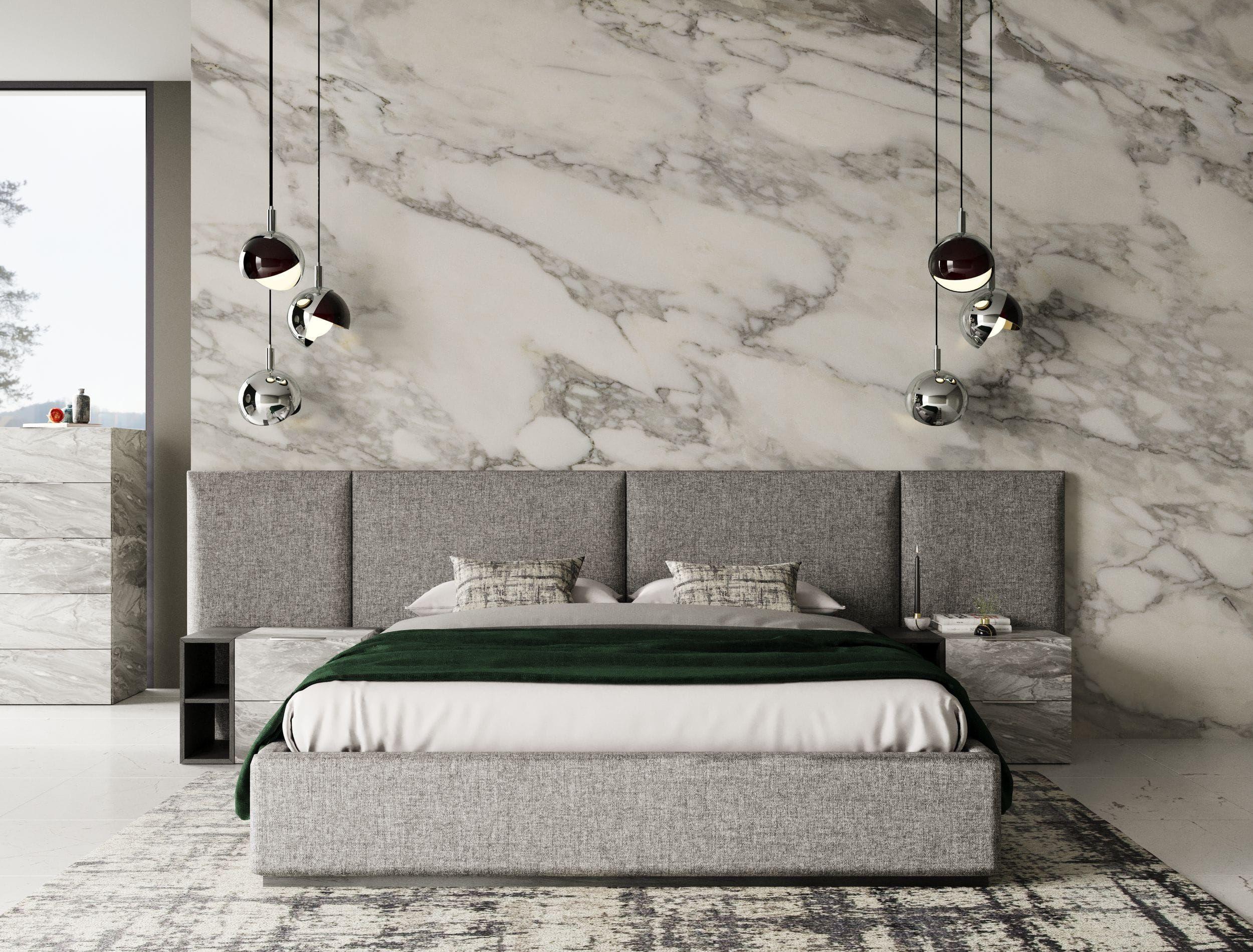 

    
Gray Fabric & Faux Marble Panel King Bedroom Set 3Pcs by VIG Nova Domus Maranello
