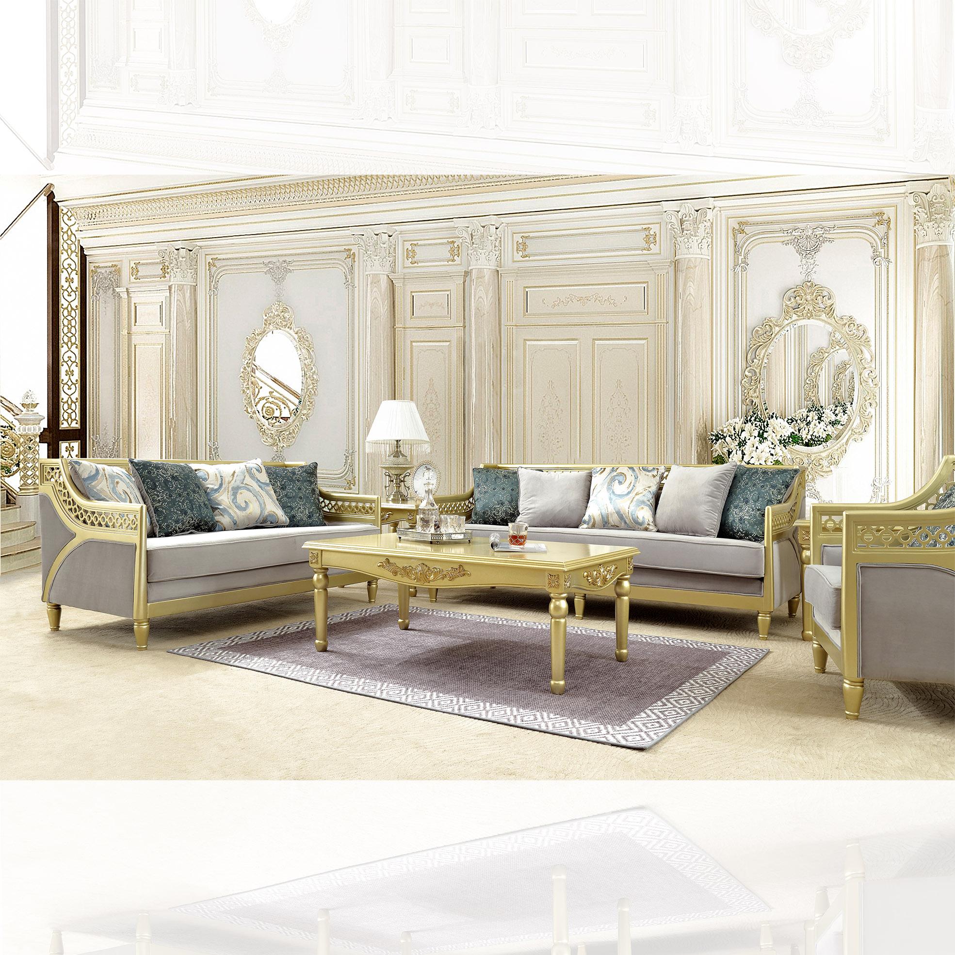 

                    
Homey Design Furniture HD-2063 Sofa and Loveseat Metallic/Gray/Gold Fabric Purchase 
