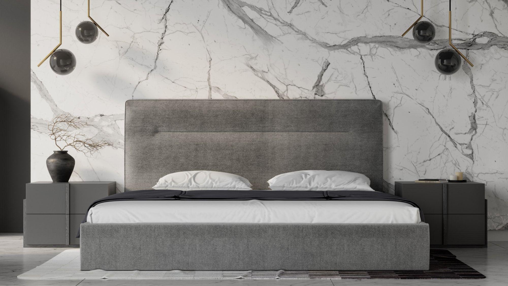 Modern Panel Bedroom Set Juliana VGACJULIANA-BED-K-3pcs in Charcoal, Gray Fabric