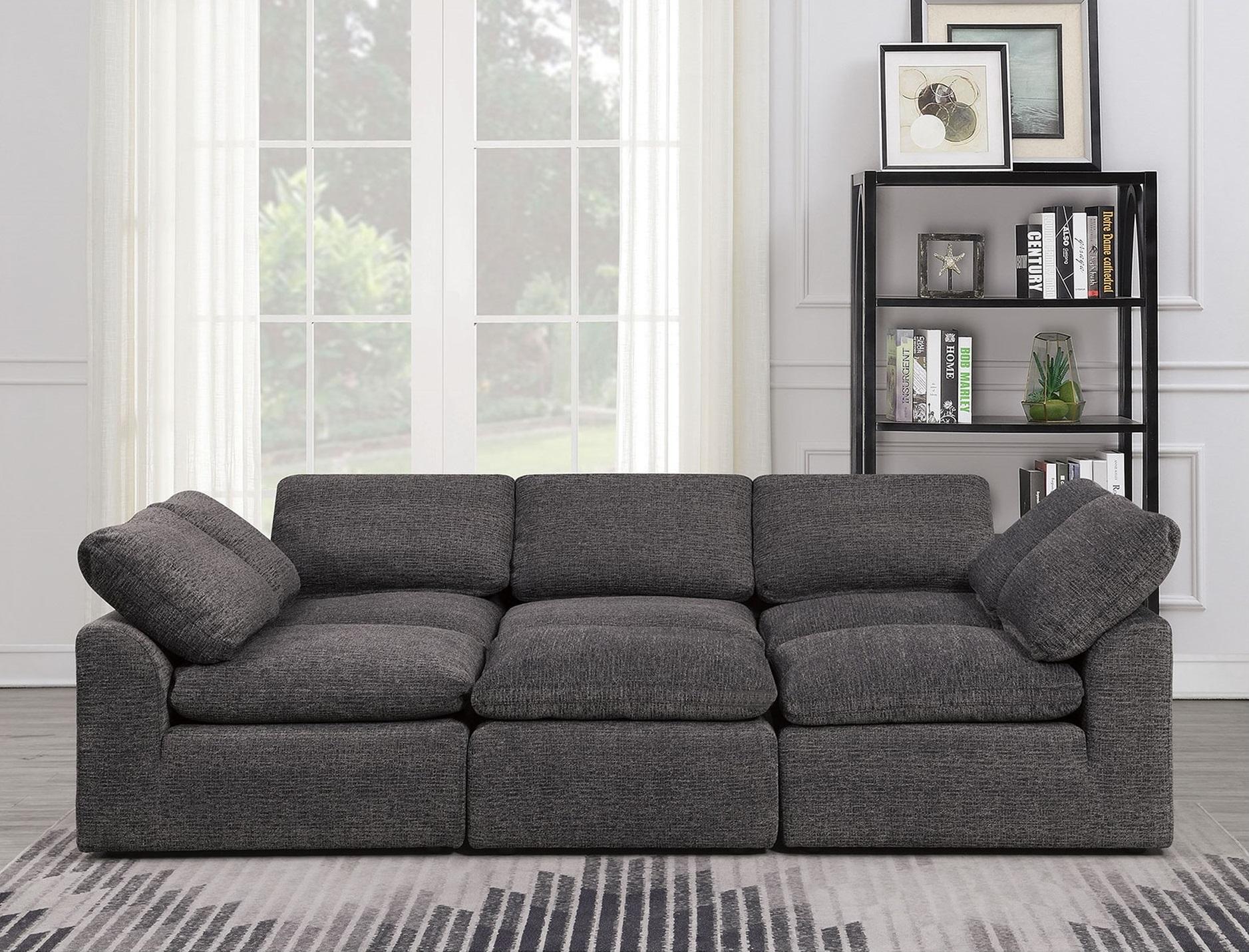 Contemporary Gray Chenille Sleeper Sofa