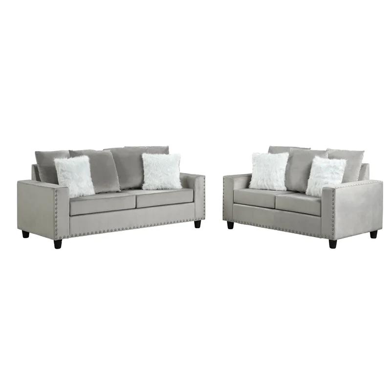 

    
Gray Fabric Sofa & Loveseat Set 2 MORRIS Galaxy Home Contemporary Modern
