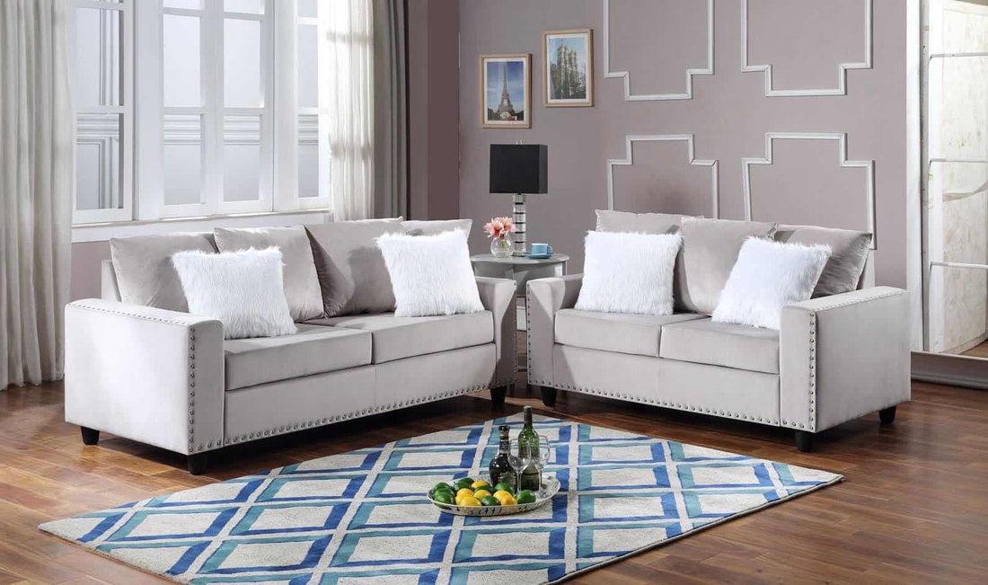 Contemporary, Modern Sofa Set MORRIS GHF-808857794703 in Gray Velvet