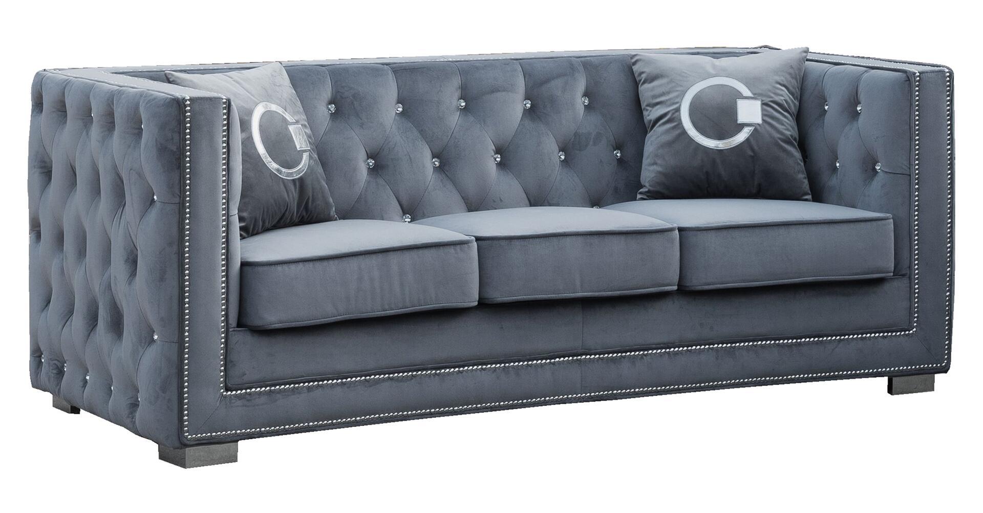 

    
Gray Fabric Sofa & Loveseat Set 2Pcs w/ Steel legs Modern Cosmos Furniture Zion
