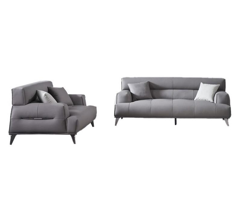 Contemporary Sofa Set AE2378-SF AE2378-SF-2PC in Gray Fabric