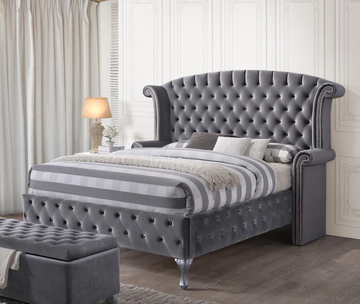 

                    
Acme Furniture Rebekah-25816EK Platform Bedroom Set Gray Velvet Purchase 
