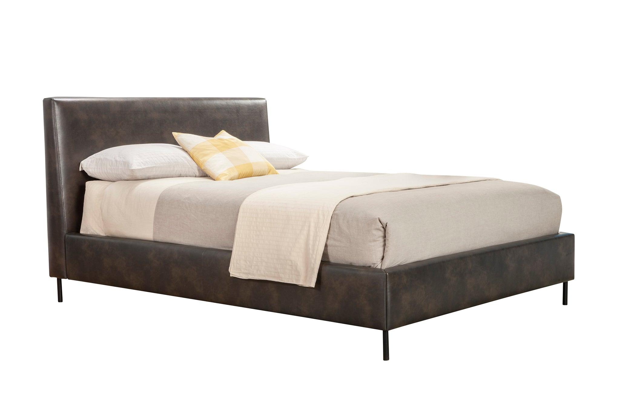 

    
Gray Faux Leather Cal King Platform Bed Set 5 SOPHIA ALPINE Modern Mid Century
