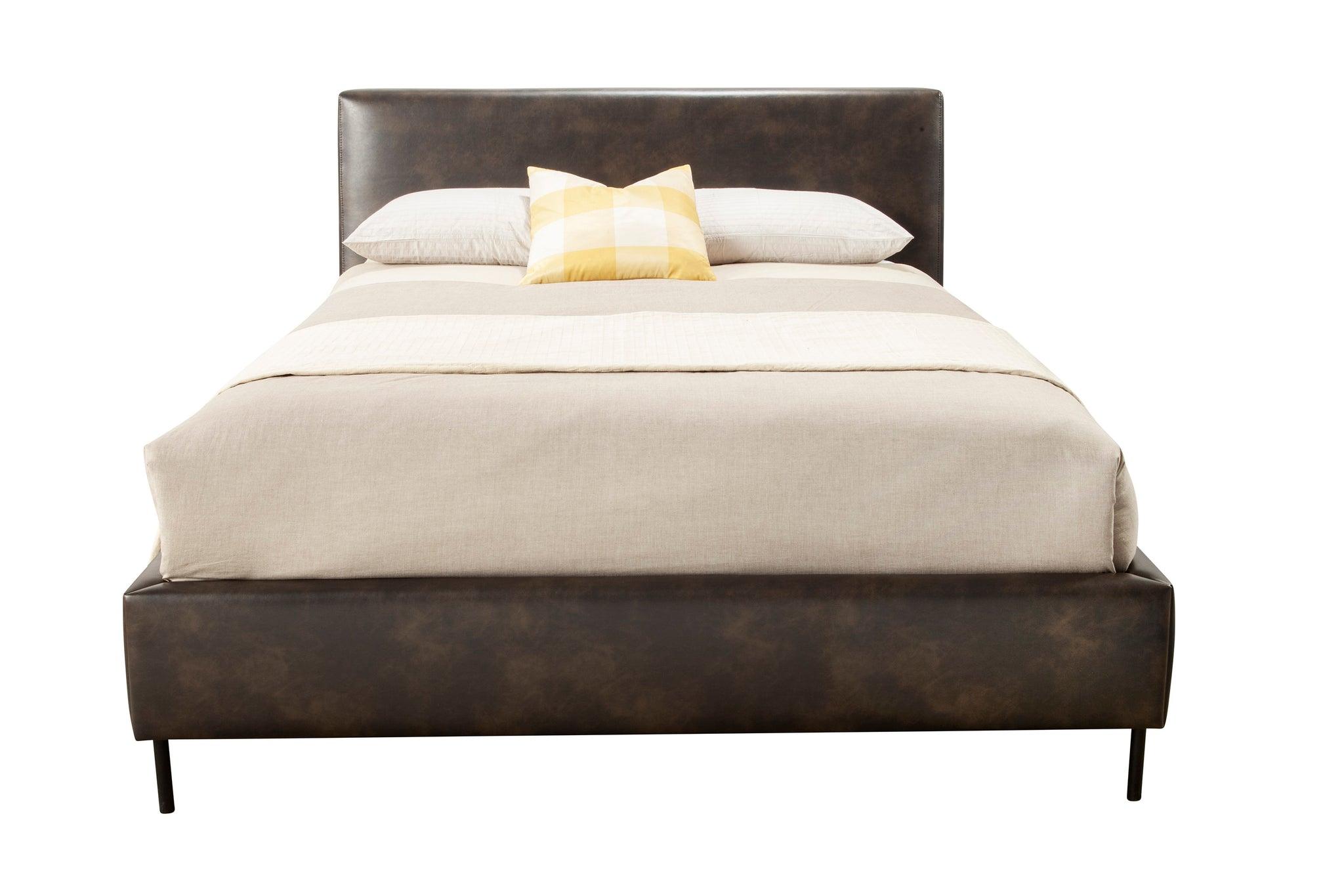

    
Gray Faux Leather Full Platform Bed SOPHIA ALPINE Modern Mid Century
