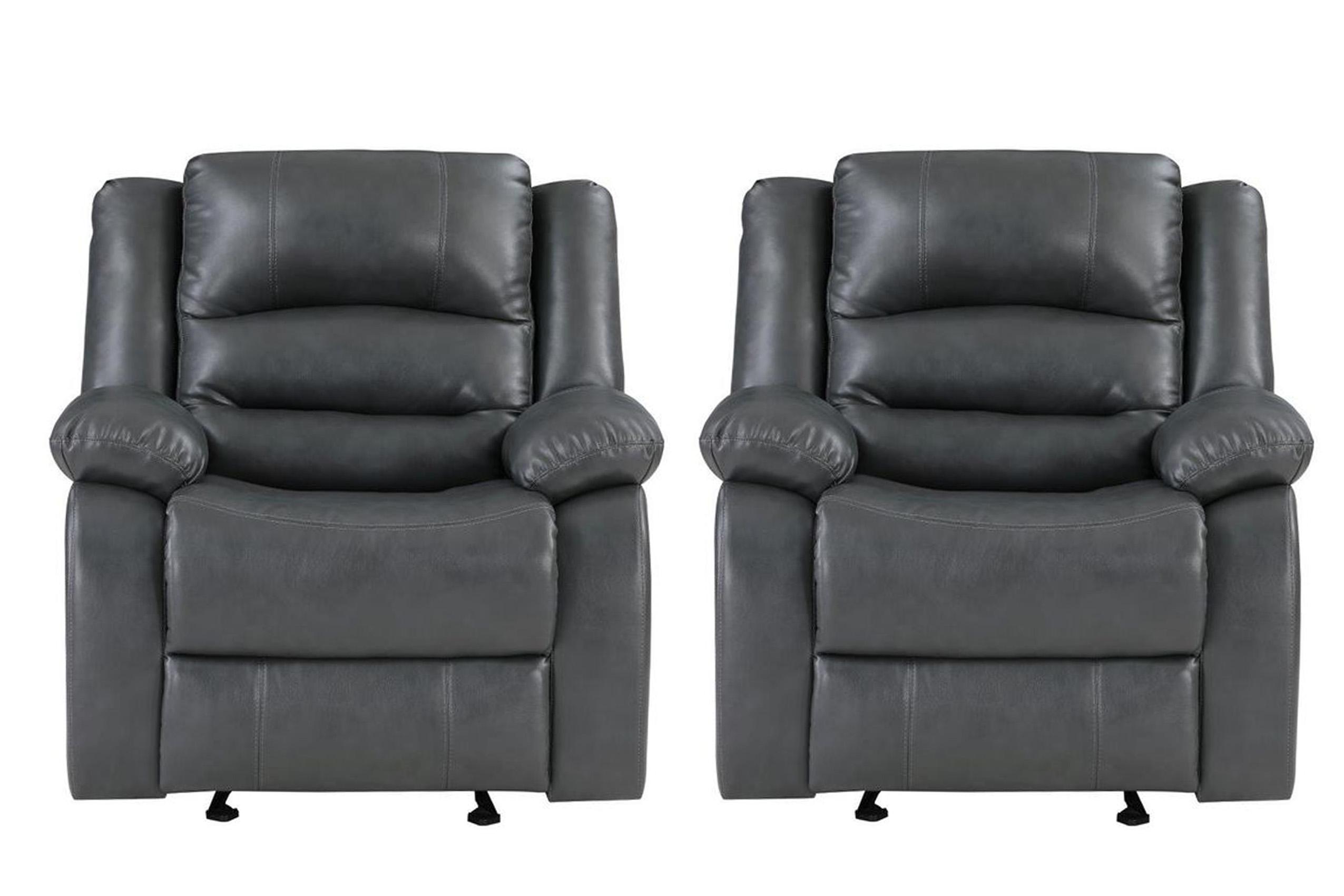 Contemporary, Modern Recliner Chair Set MARTIN GR MARTIN-GR-CH-Set-2 in Gray Faux Leather