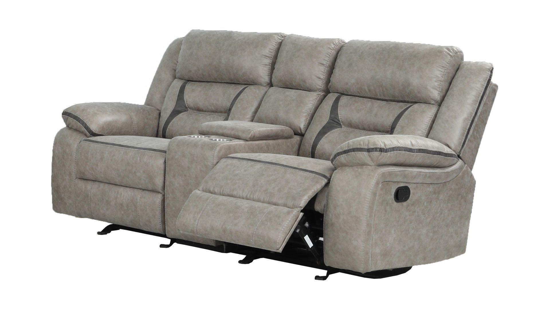 Contemporary, Modern Recliner Loveseat DENALI 698781196557 in Gray Faux Leather