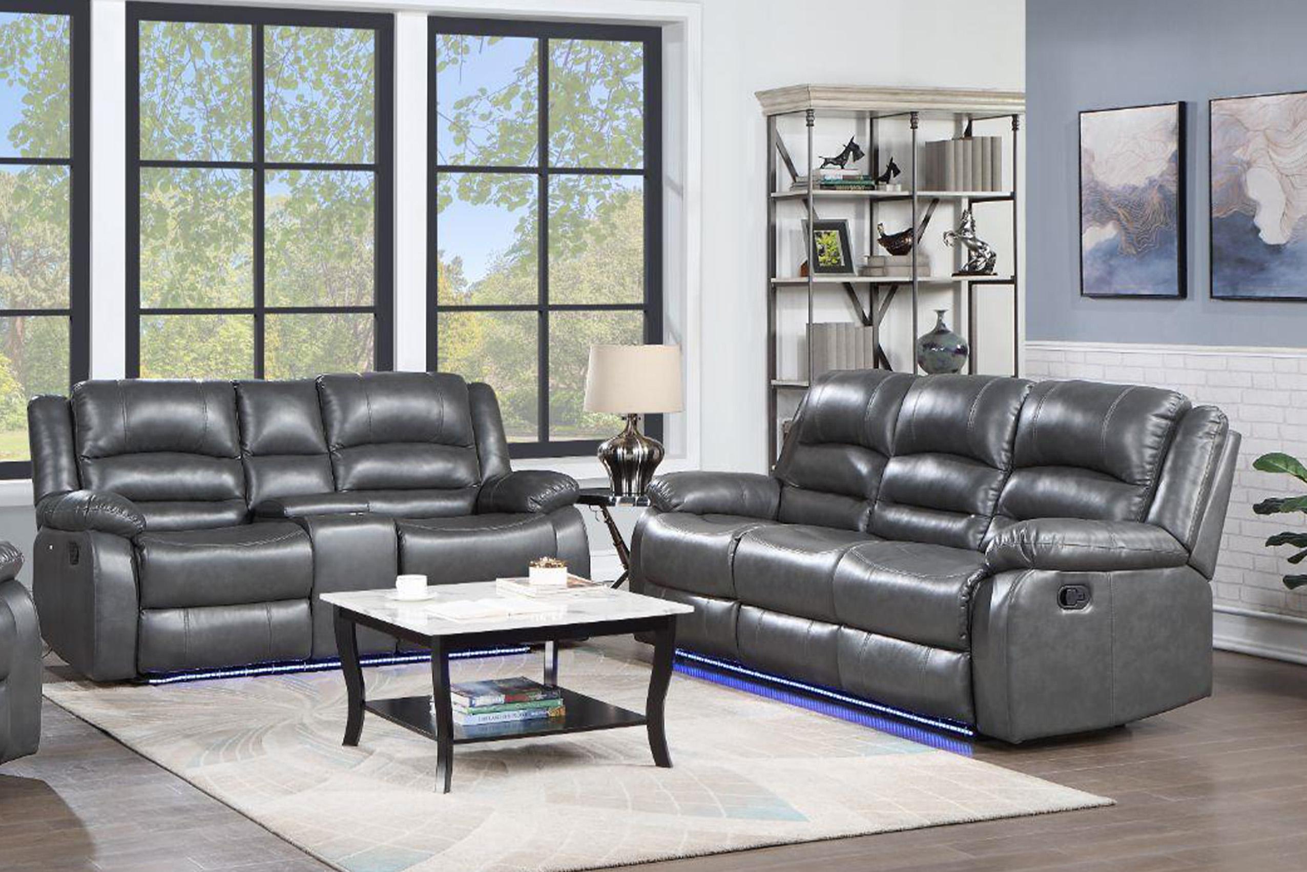 

    
Gray Faux Leather Manual Recliner Loveseat MARTIN Galaxy Home Contemporary
