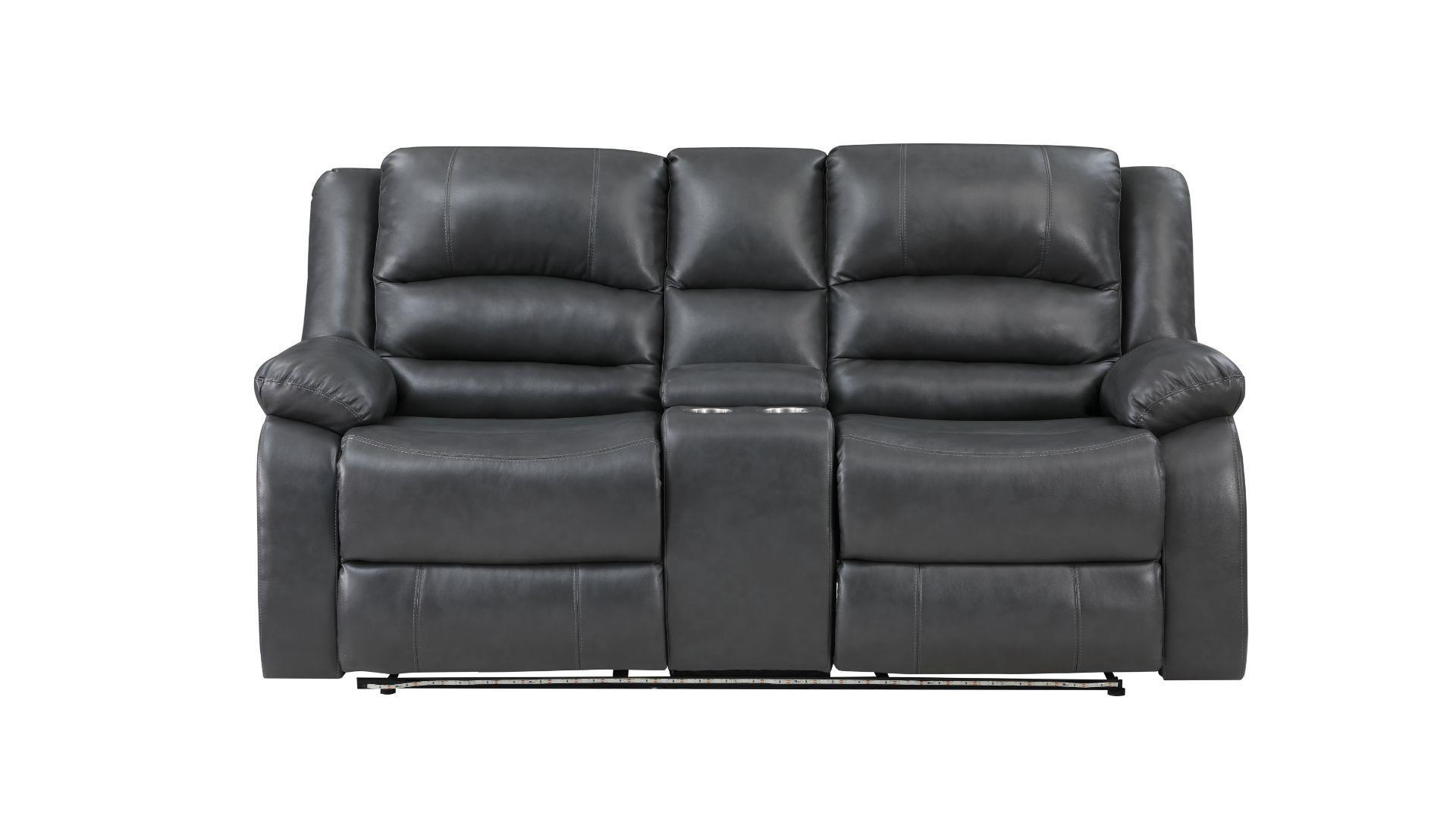 Contemporary, Modern Recliner Loveseat MARTIN GR MARTIN-GR-L in Gray Faux Leather