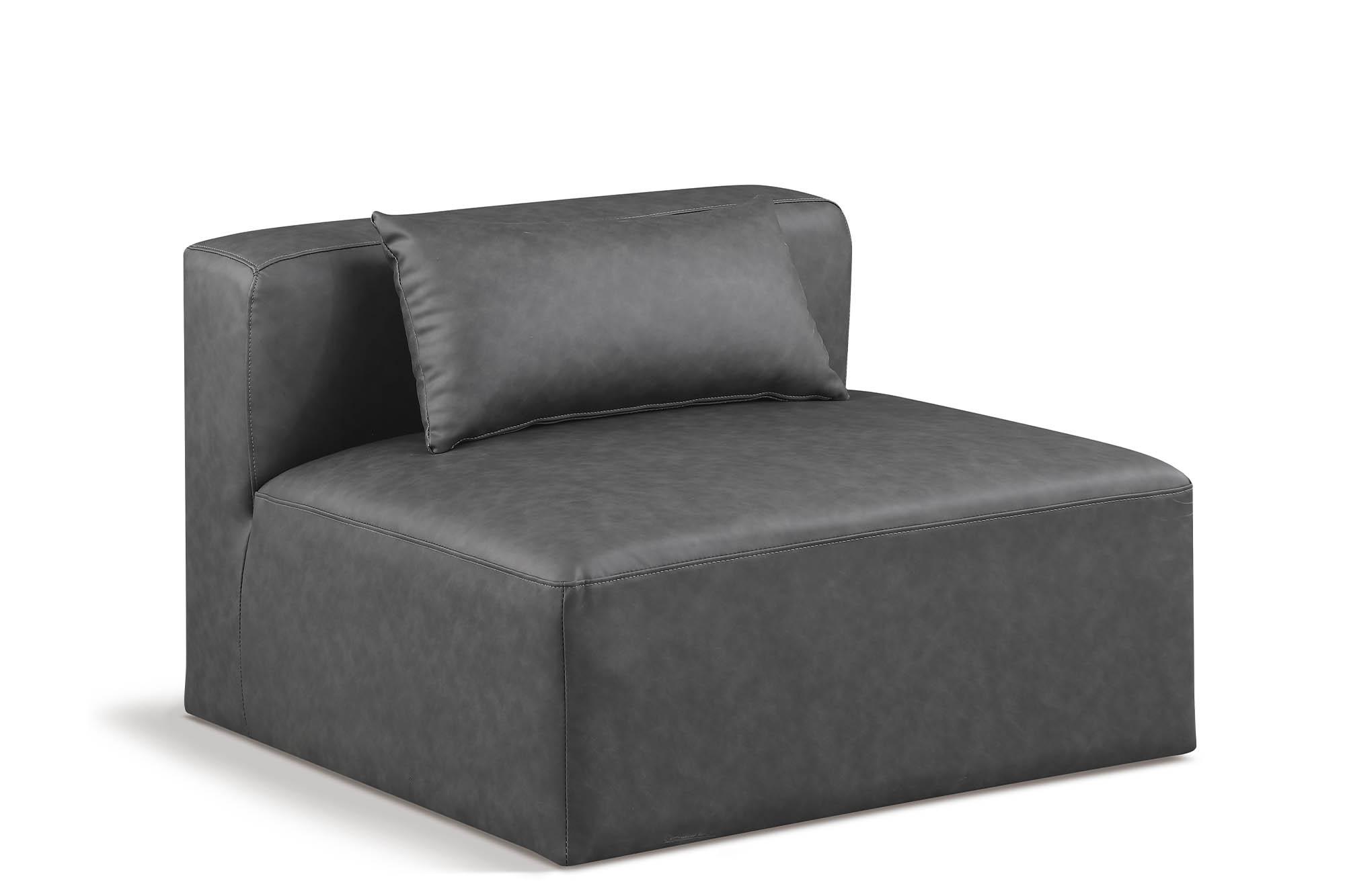 

    
Gray Faux Leather Modular Armless Chair CUBE 668Grey-Armless Meridian Modern
