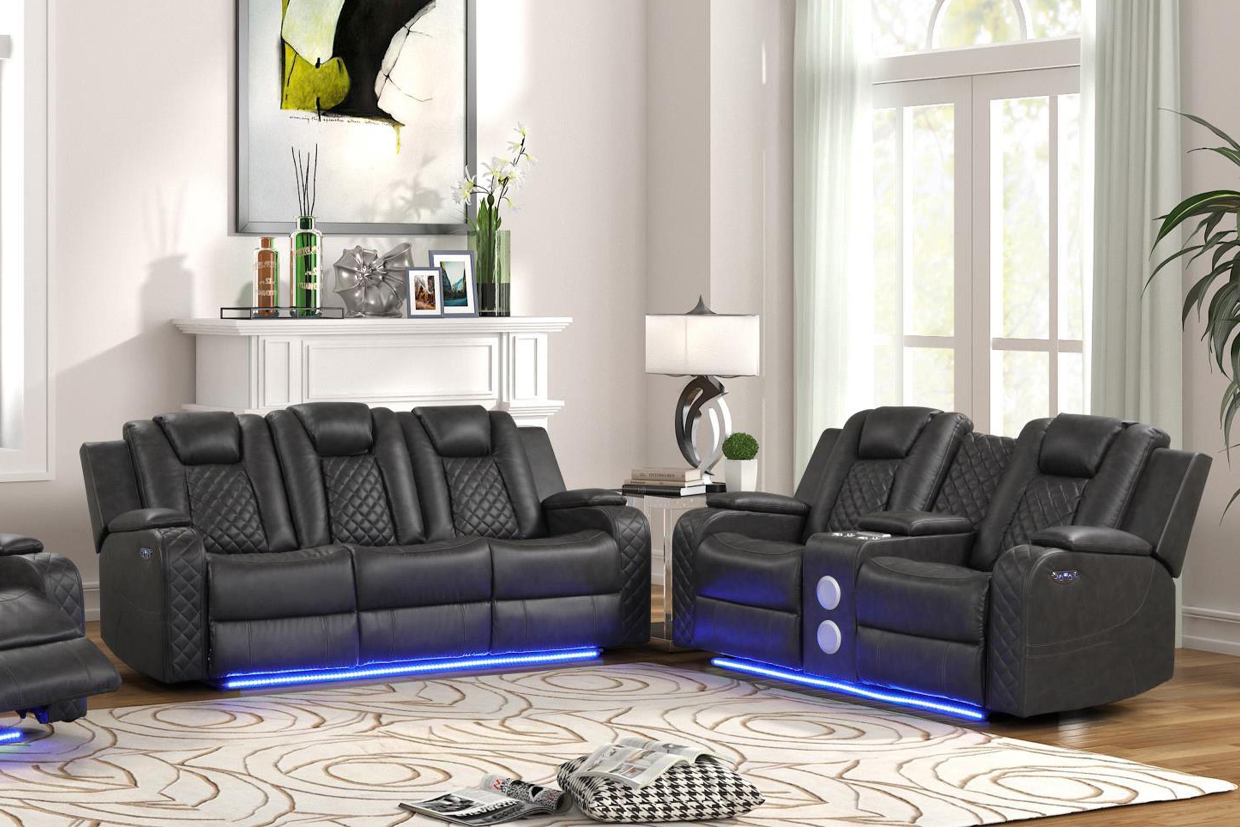 Galaxy Home Furniture BENZ Gray Recliner Sofa Set