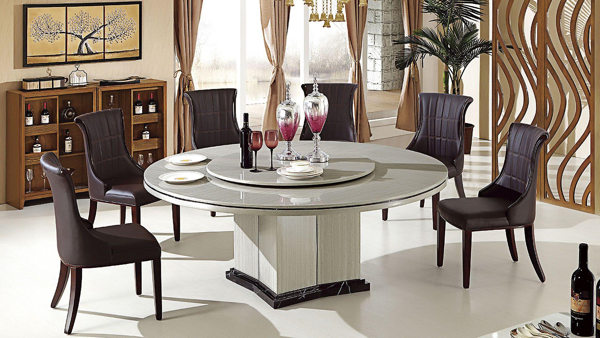 Modern Dining Table Set DT-H61 / CK-H7023-DB DT-H61-7PC in Dark Brown, Gray PU