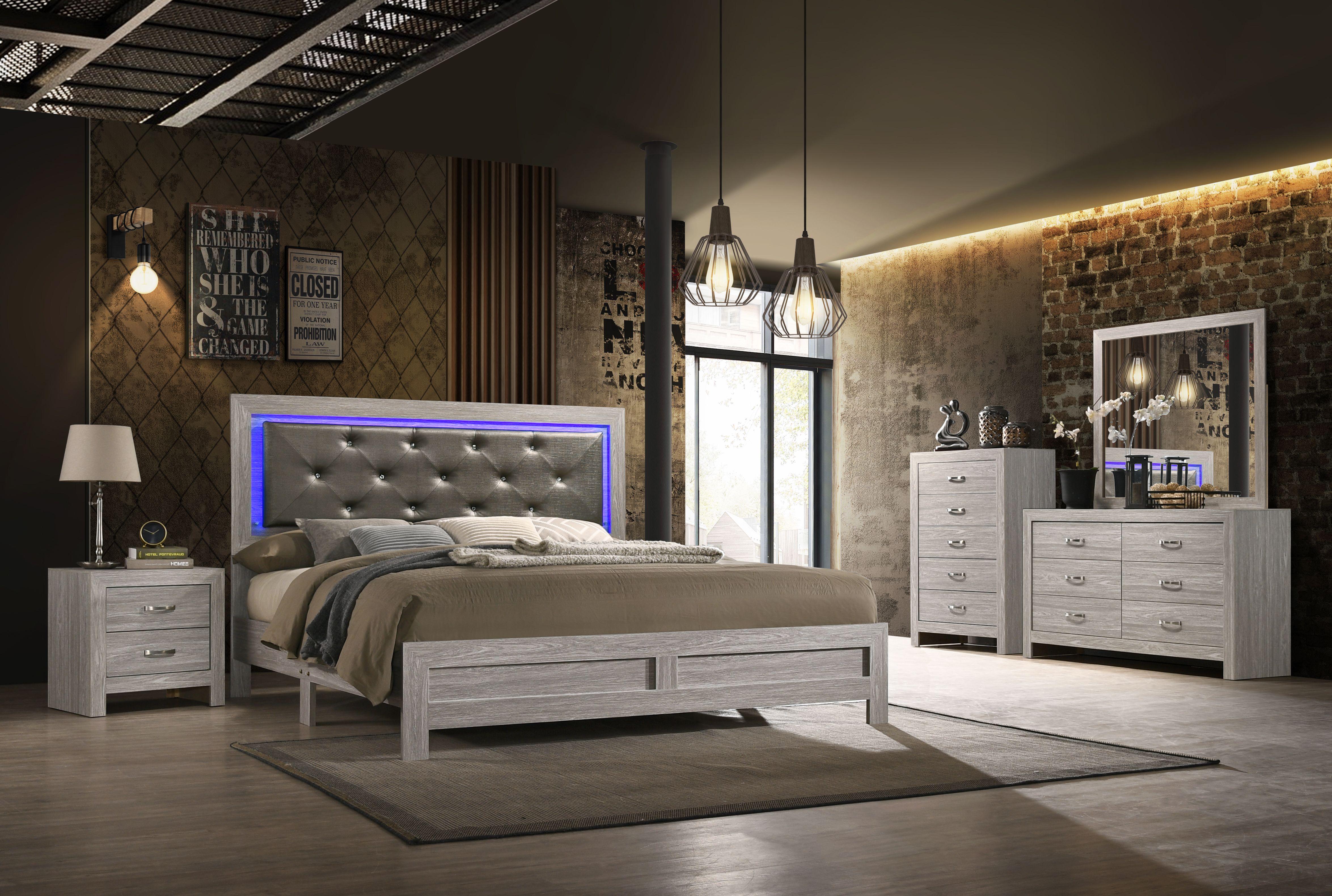 

    
Gray Finish King Bedroom Set 5Pcs Modern Cosmos Furniture YasmineWhite
