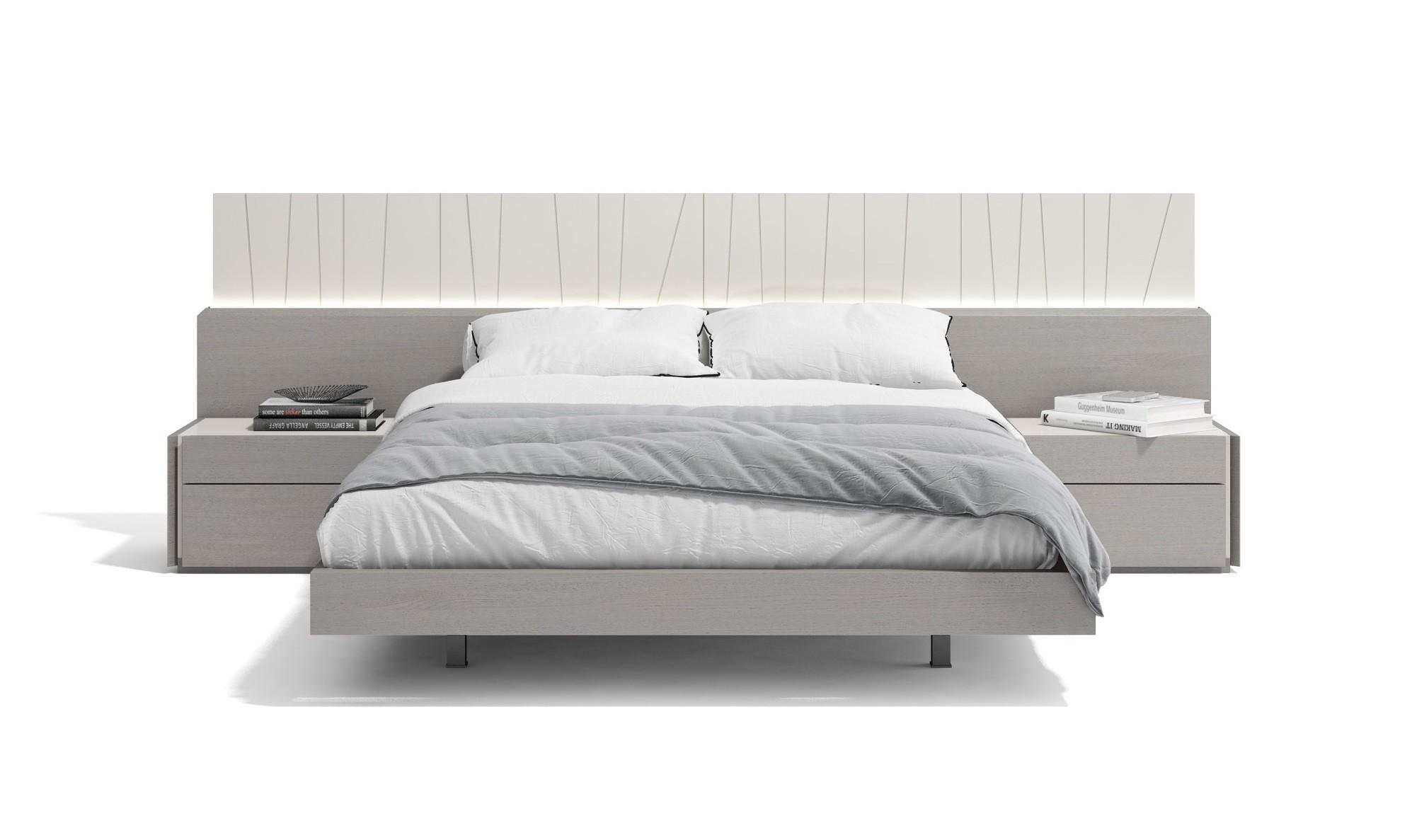 

    
Gray Finish L.E.D Lights King Size Platform Bedroom Set 3Pcs Modern J&M Porto
