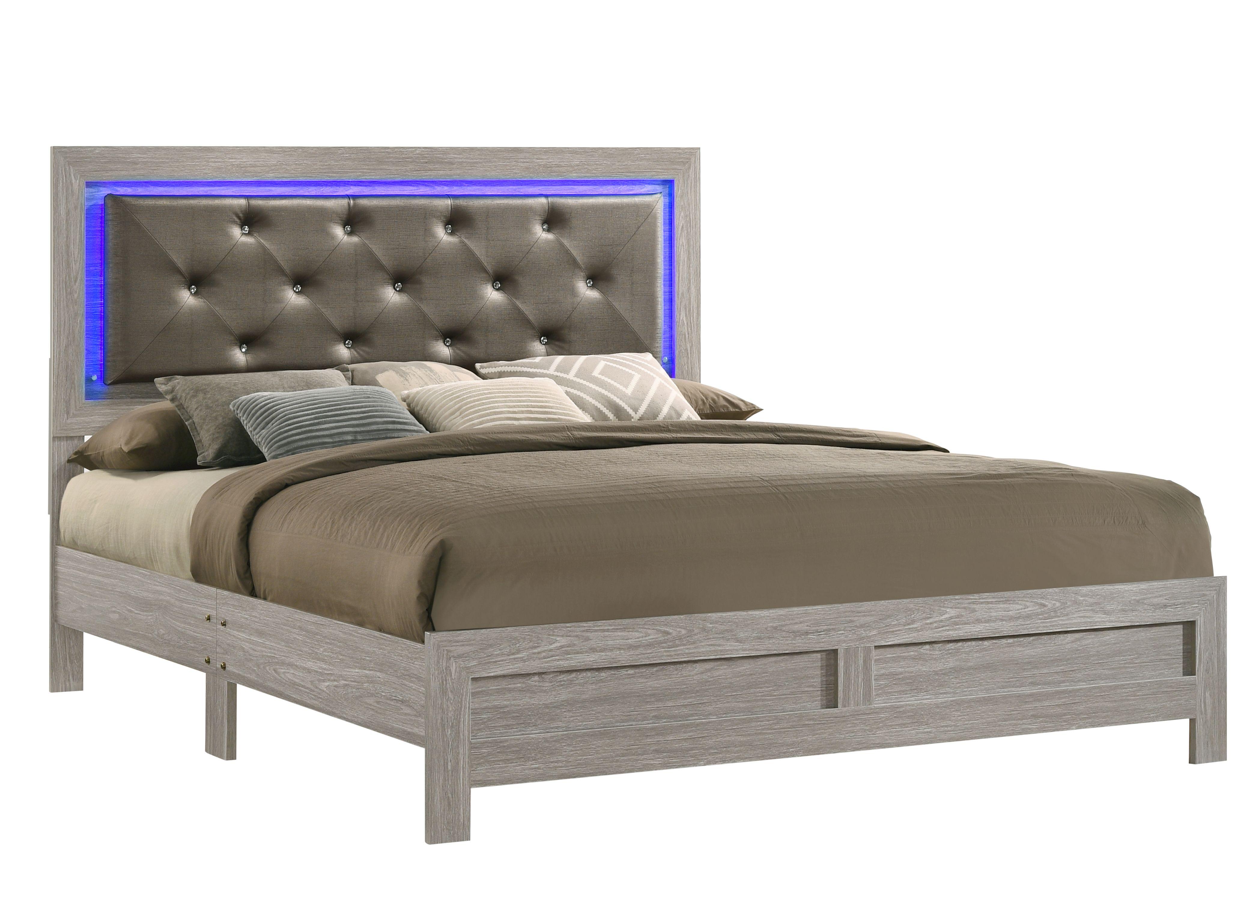 

    
Gray Finish Queen Panel Bed Modern Cosmos Furniture YasmineWhite
