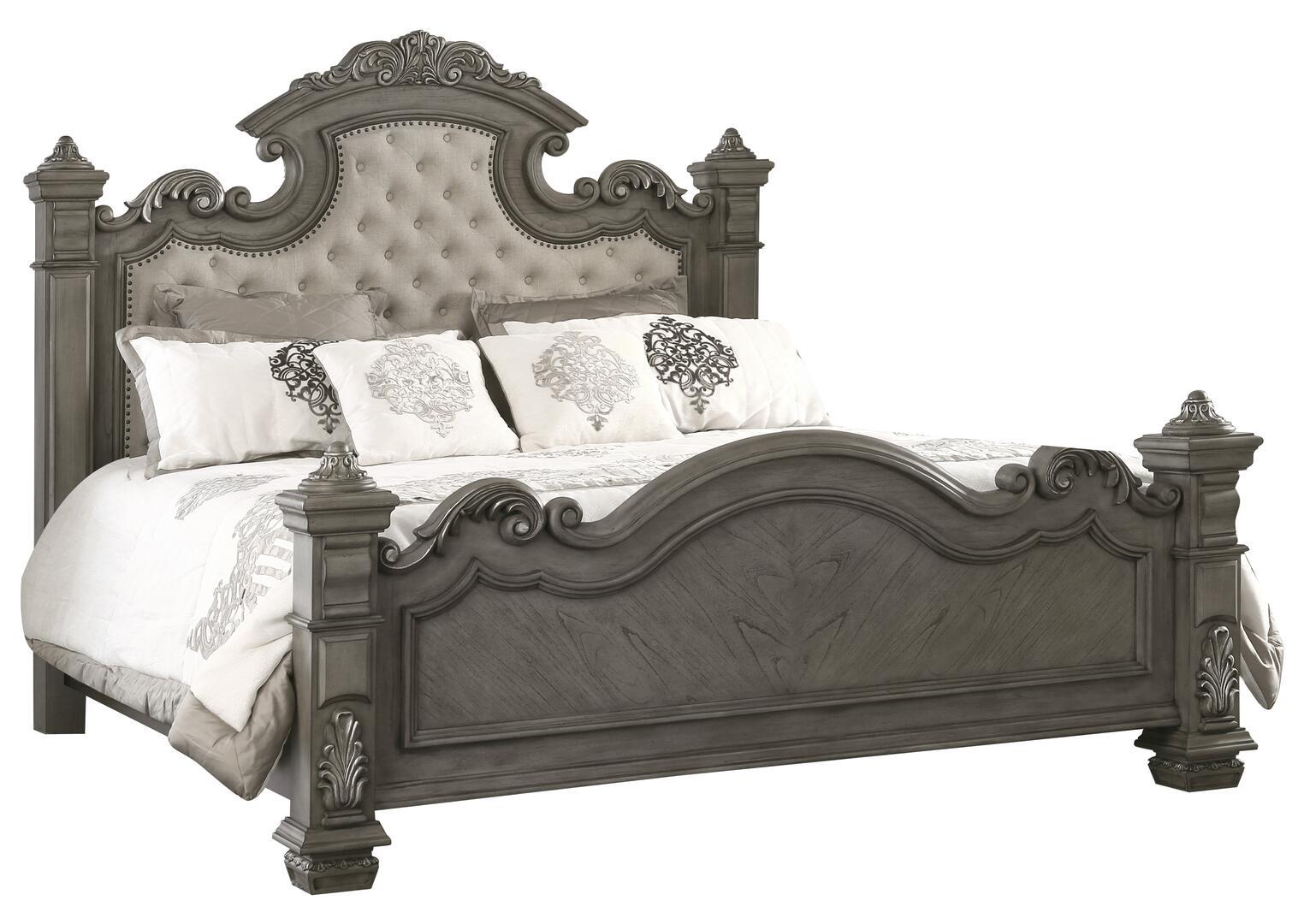 

    
Gray Finish Wood King Panel Bed Transitional Cosmos Furniture Silvy
