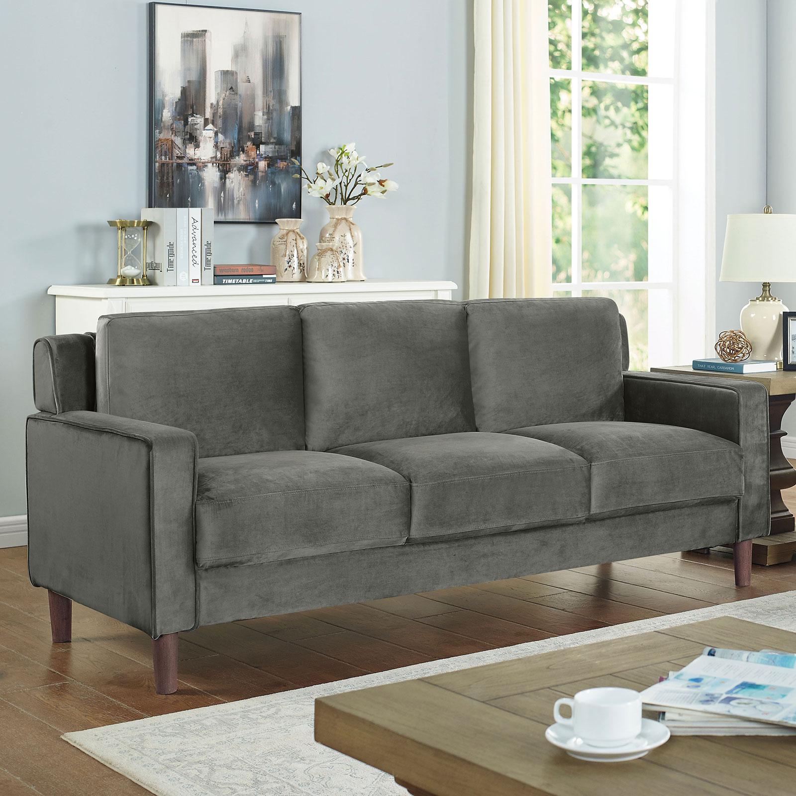 

    
Contemporary Gray Flannelette Sofa Furniture of America CM6064GY-SF Brandi
