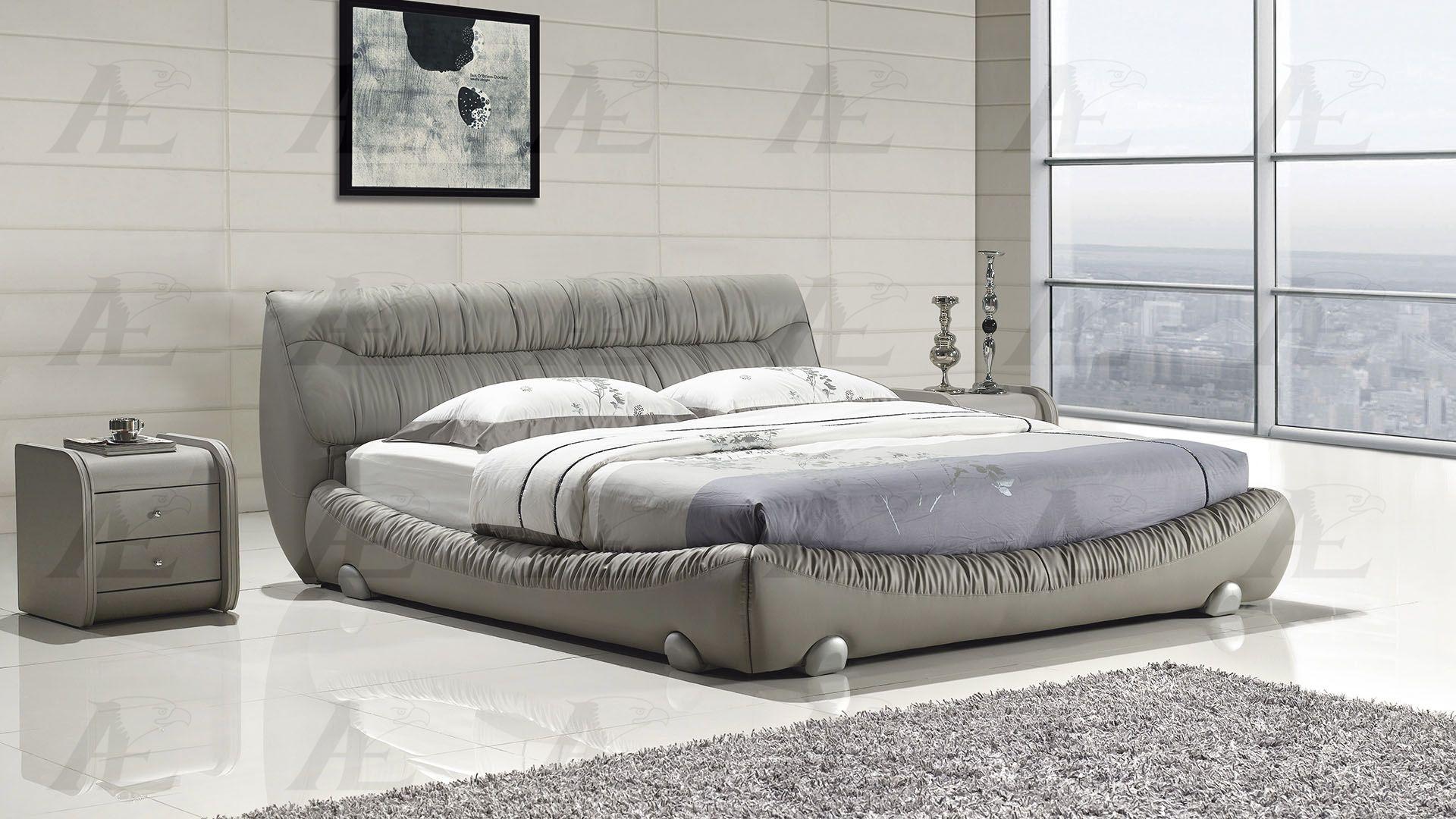 Contemporary, Modern Platform Bedroom Set B6232-CK B6232-CK in Gray Genuine Leather