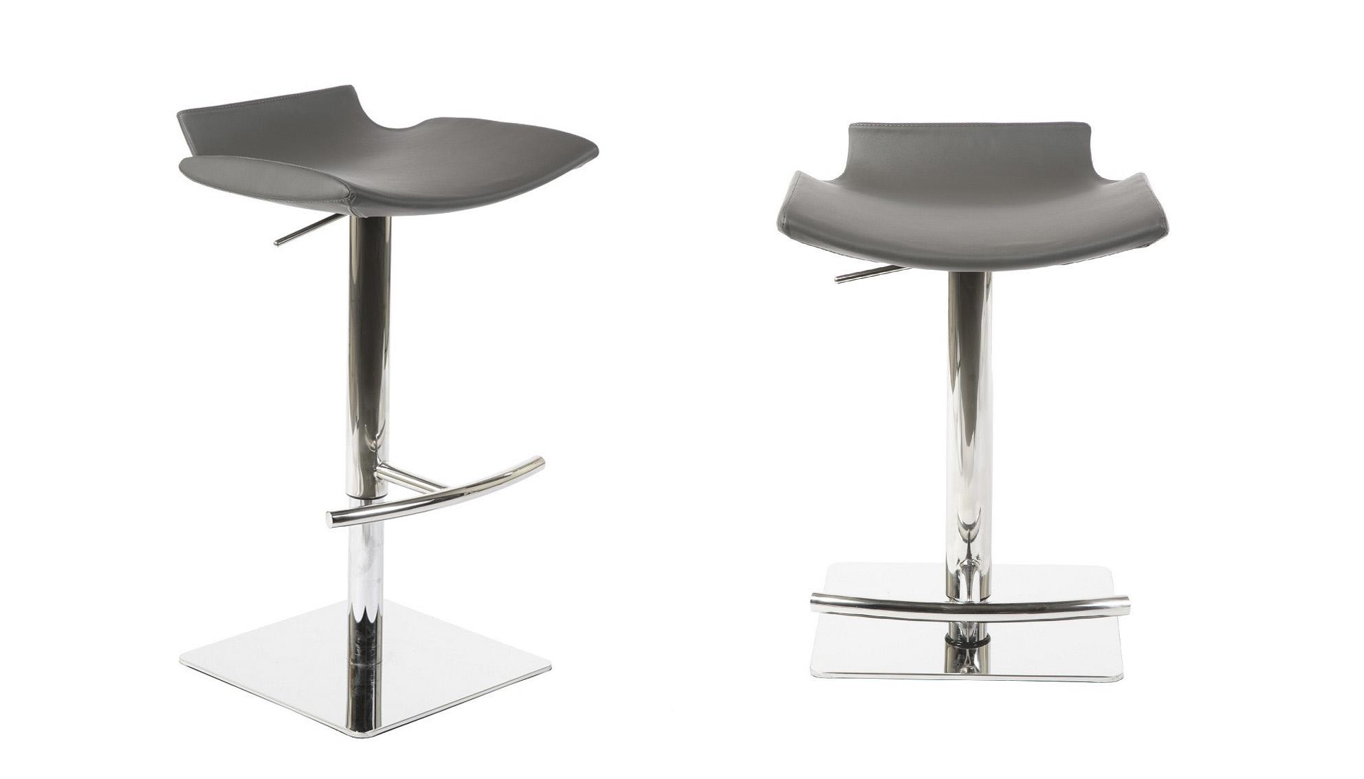 Casual, Transitional Bar Stool Max BS1593-Set-2 in Gray Geniune Leather