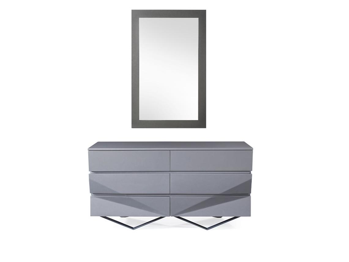 Contemporary, Modern Dresser With Mirror Duke VGVCJ1811-D-GRY-2pcs in Tan, Gray 