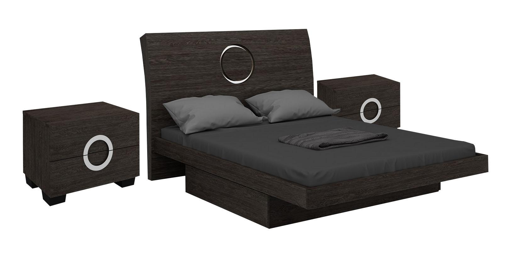 Contemporary, Modern Platform Bedroom Set Monte Carlo MONTE-BED-GRAY-CK-3-PC in Gray Lacquer