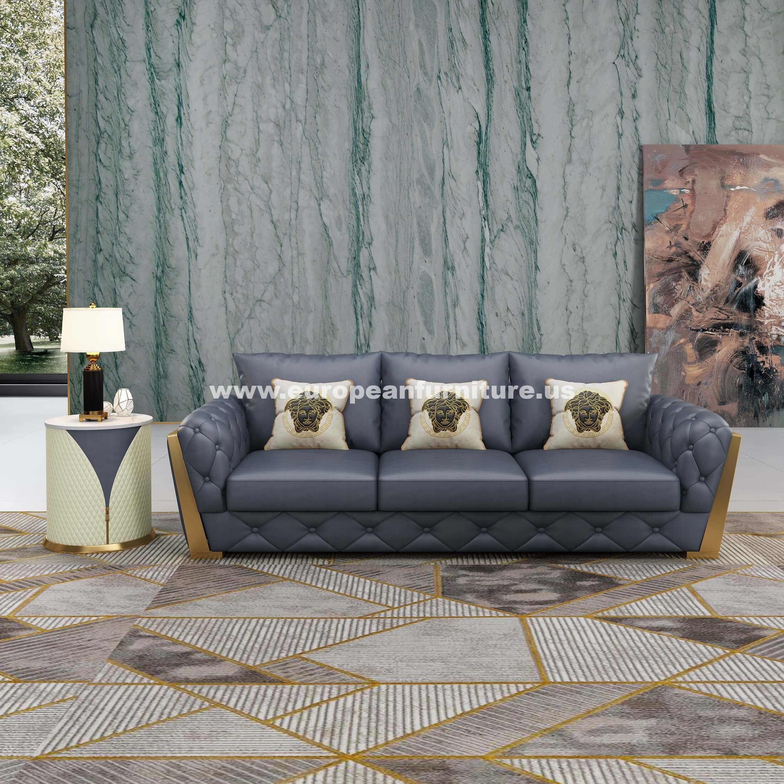 

    
Gray Italian Leather CASTELLO Sofa EUROPEAN FURNITURE Contemporary Modern

