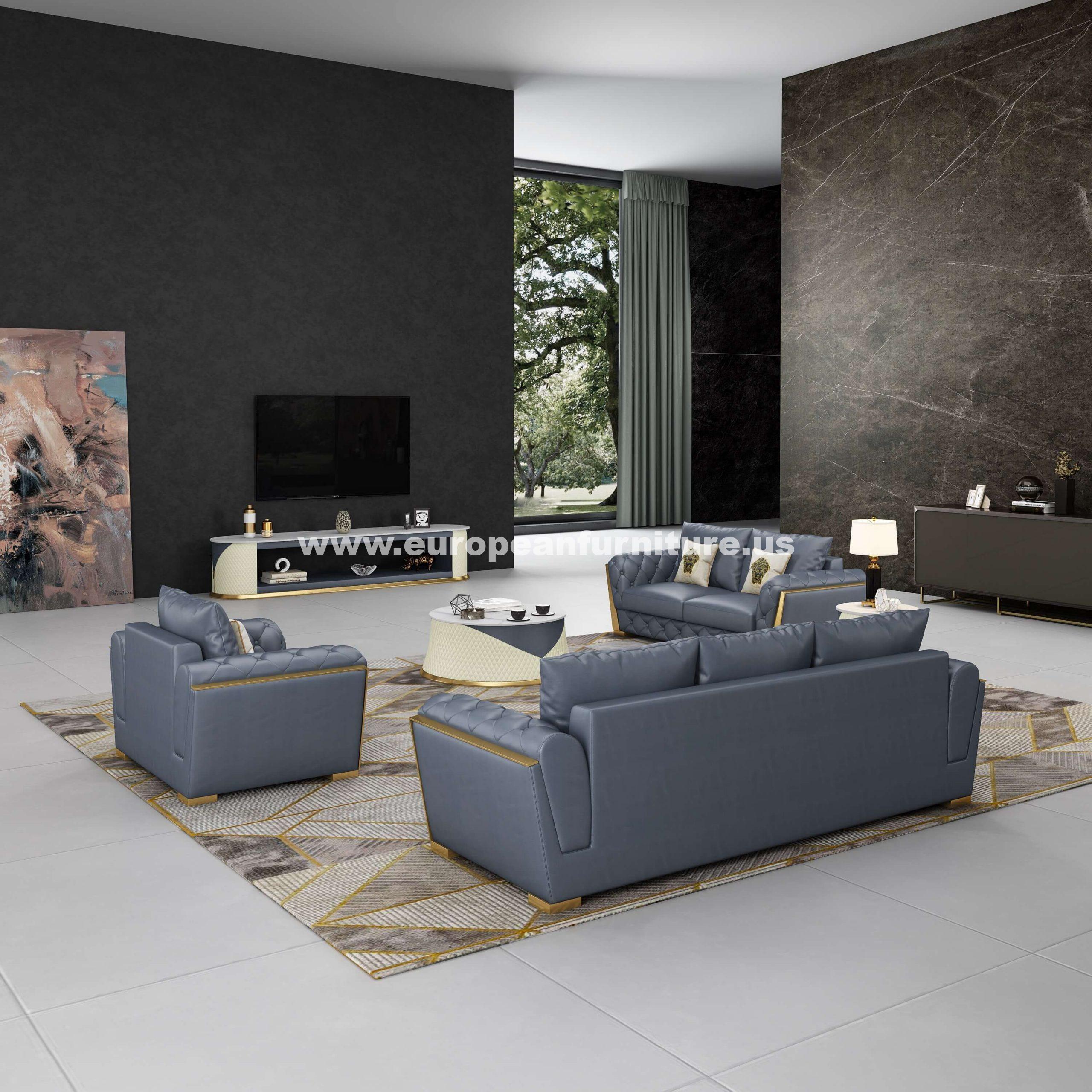 

                    
Buy Gray Italian Leather CASTELLO Sofa Set 2Pcs EUROPEAN FURNITURE Contemporary
