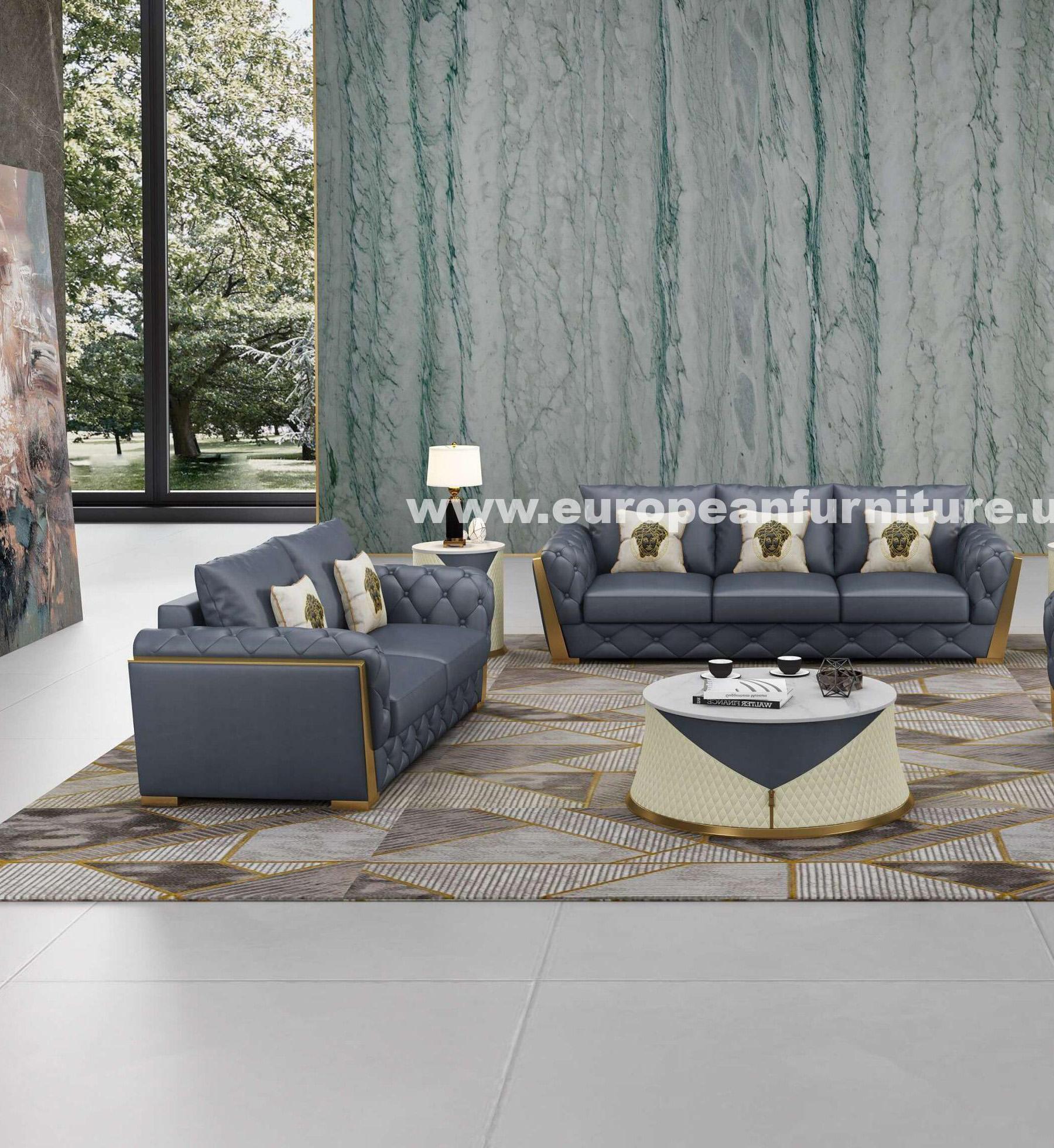 

    
Gray Italian Leather CASTELLO Sofa Set 2Pcs EUROPEAN FURNITURE Contemporary
